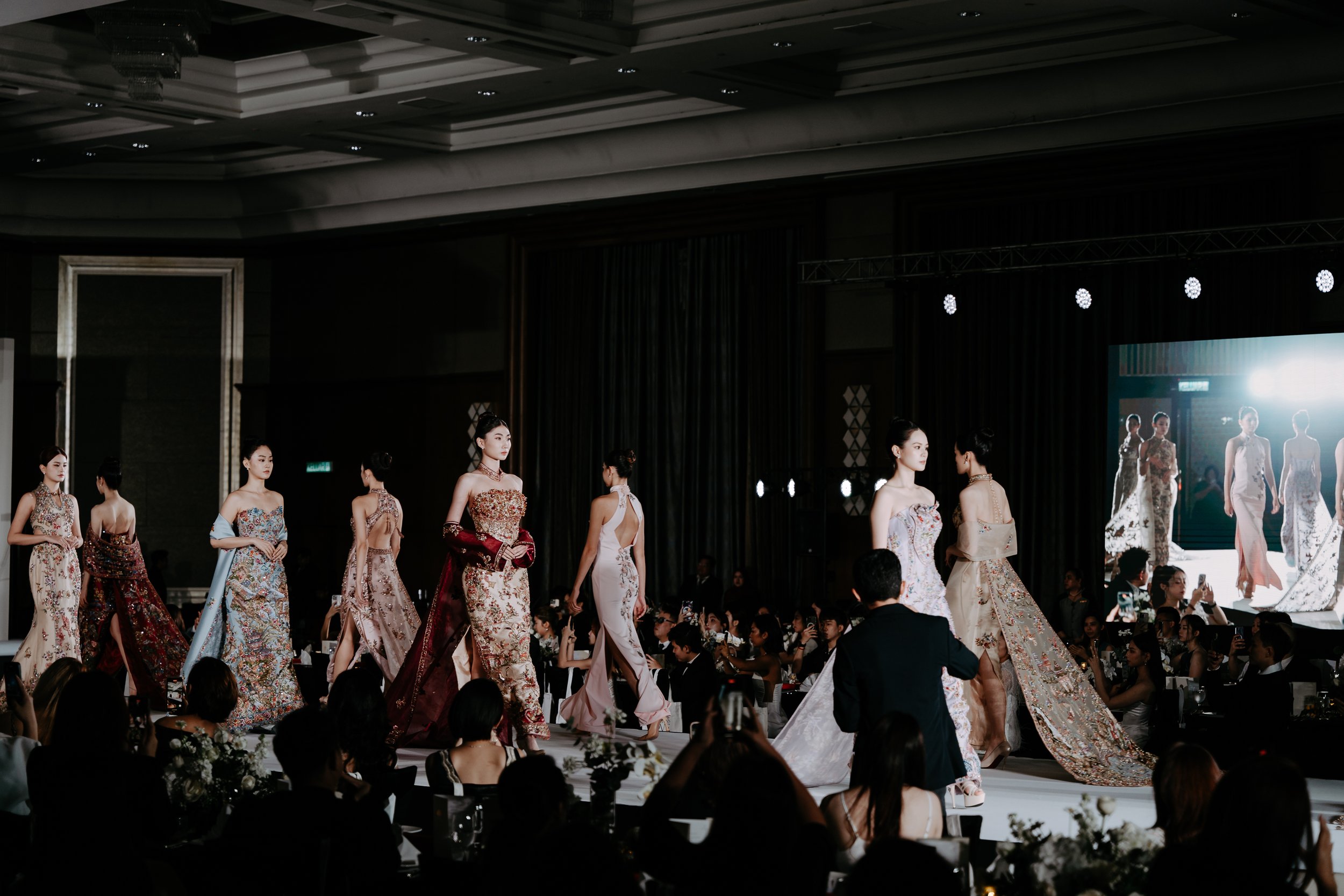 23 Wedding Luxe Sangjit couture gowns on the runway at Mandarin Oriental Kuala Lumpur fashion show