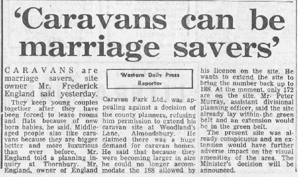 Frederick England, Caravans can be marriage savers