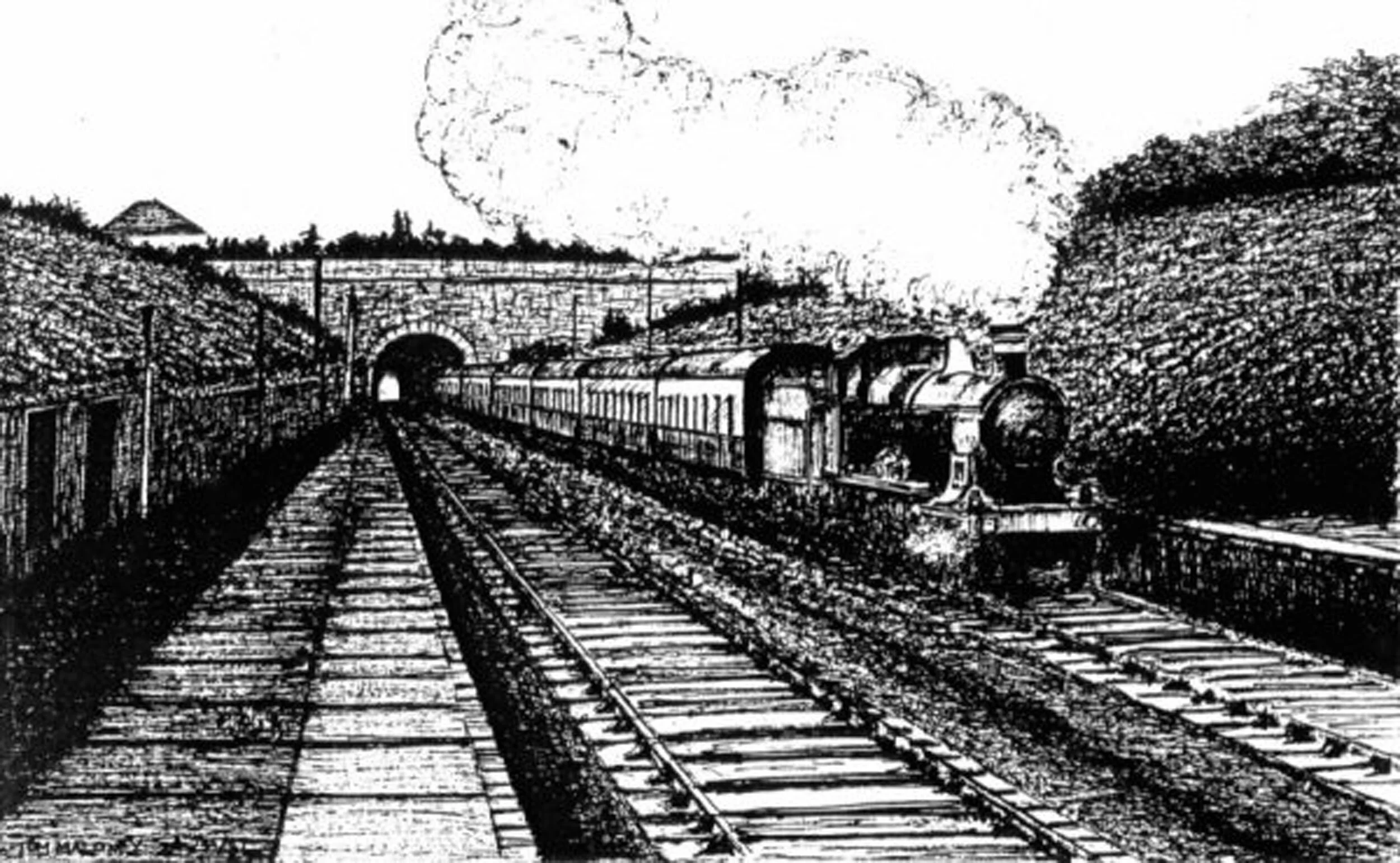 Artist impression of what the railway tunnel in Staple Hill, Bristol would have looked like when George Burgess live in the house above the tunnel's entrance.
