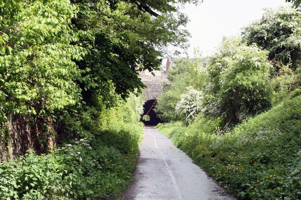 How the same railway line looks now; converted in the late 1970's to a cycle path from Bristol to Bath.