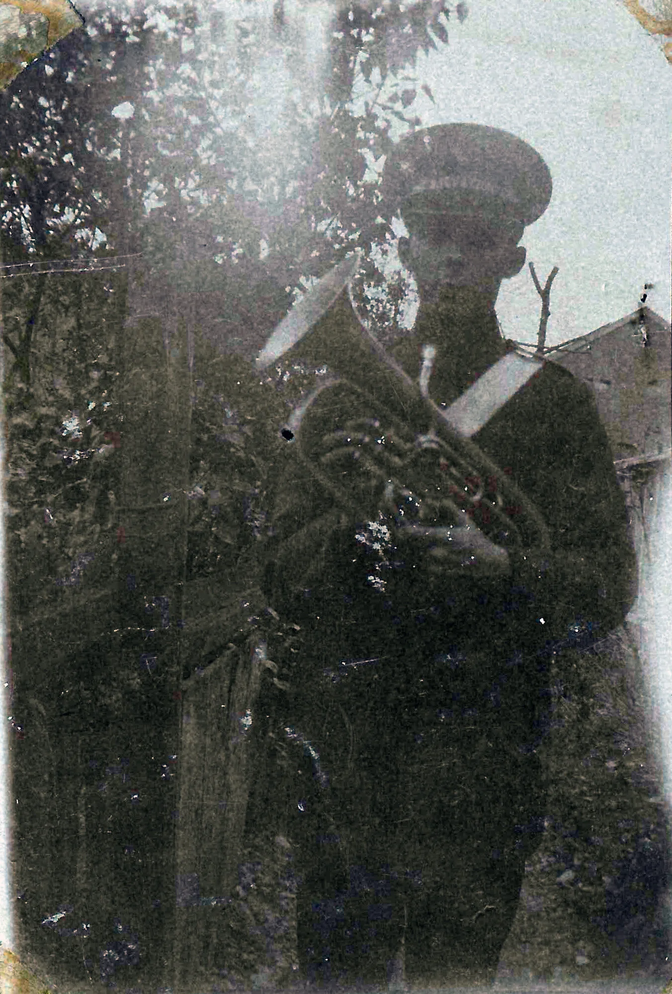 Edward William Burgess Baglin playing tenor horn in Salvation Army uniform