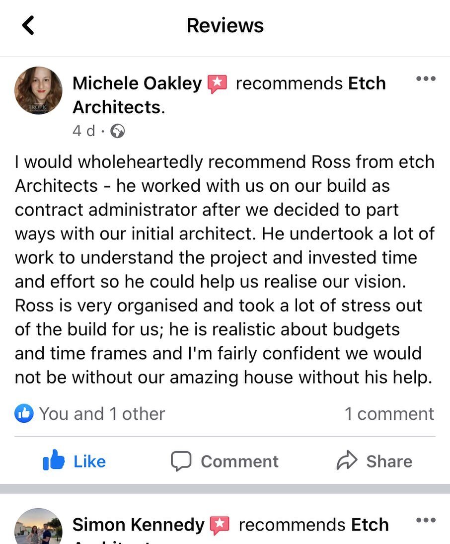 Delighted to receive another positive review for @etcharchitects this week, which is hugely appreciated. Great job and great clients.