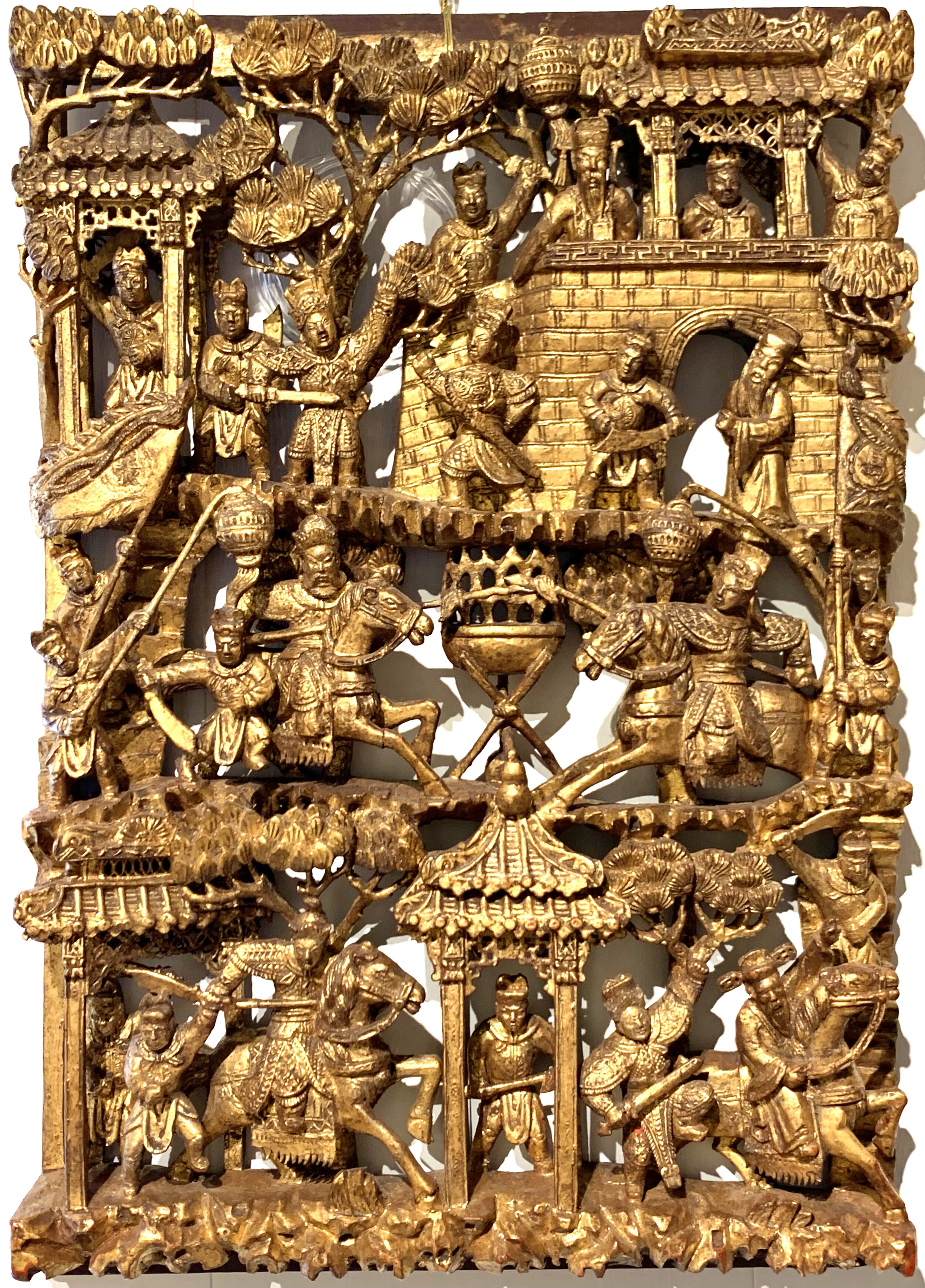A 19th Century Chinese carved Giltwood Door Panel in a fine condition, Height 42 cm, Width 30 cm. Price on Application