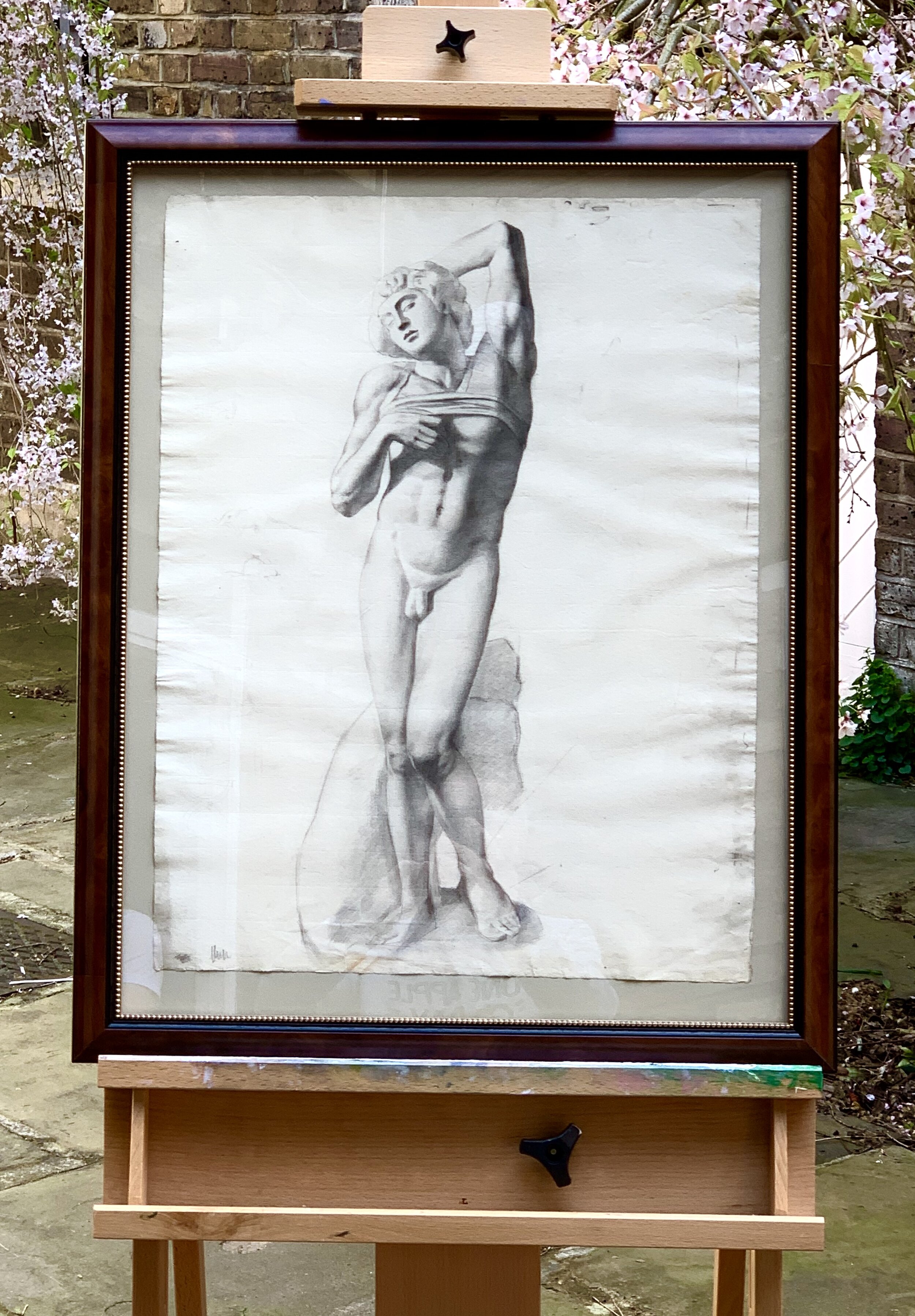 French Academie Drawing, Charcoal on Paper