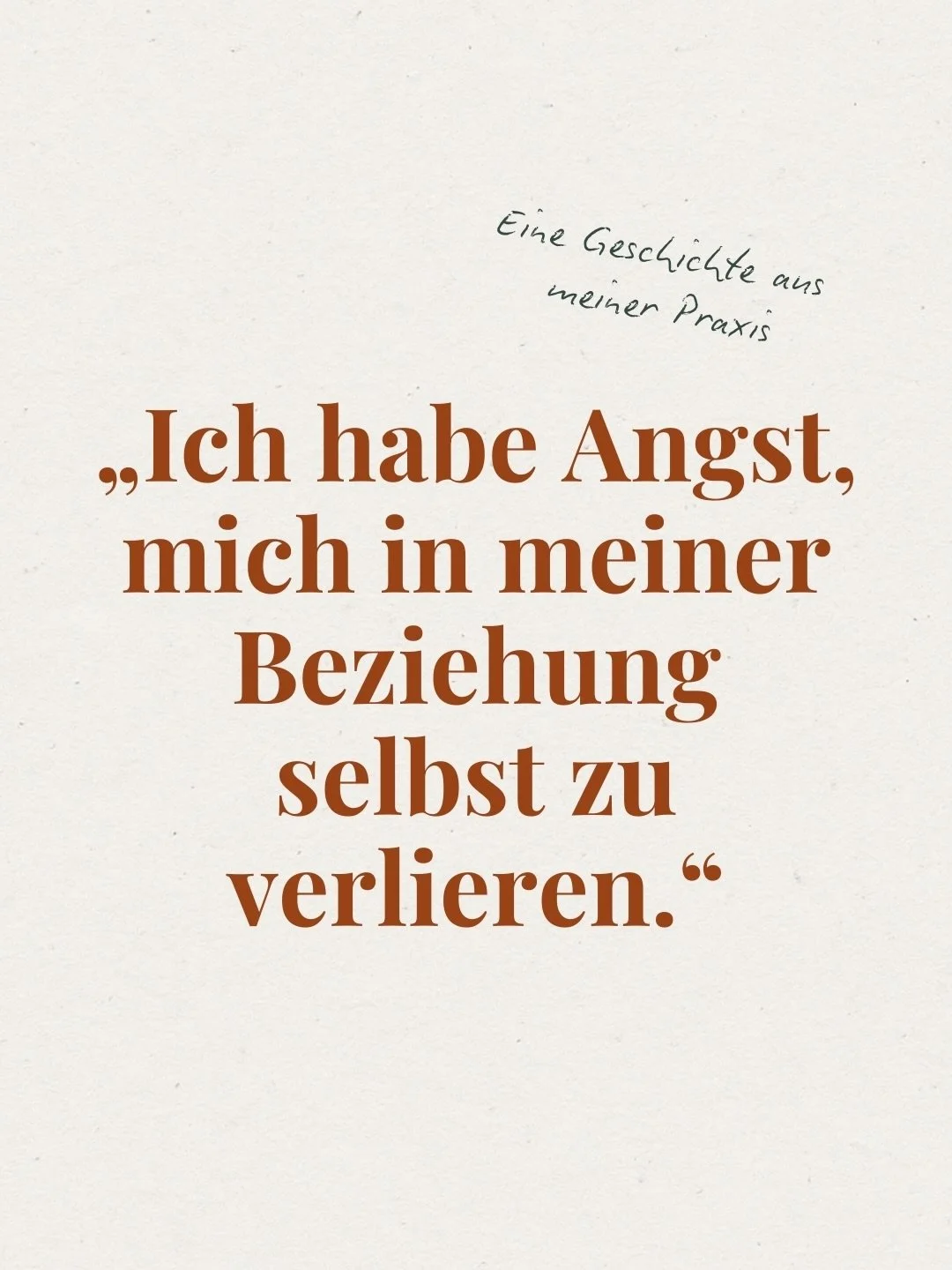 Manchmal ist die gr&ouml;&szlig;te Angst in einer Beziehung nicht, verlassen zu werden, sondern sich selbst zu verlieren. 

Und vielleicht geht es gar nicht darum, weniger zu lieben oder mehr Abstand zu halten, sondern zu lernen, wie man verbunden bl