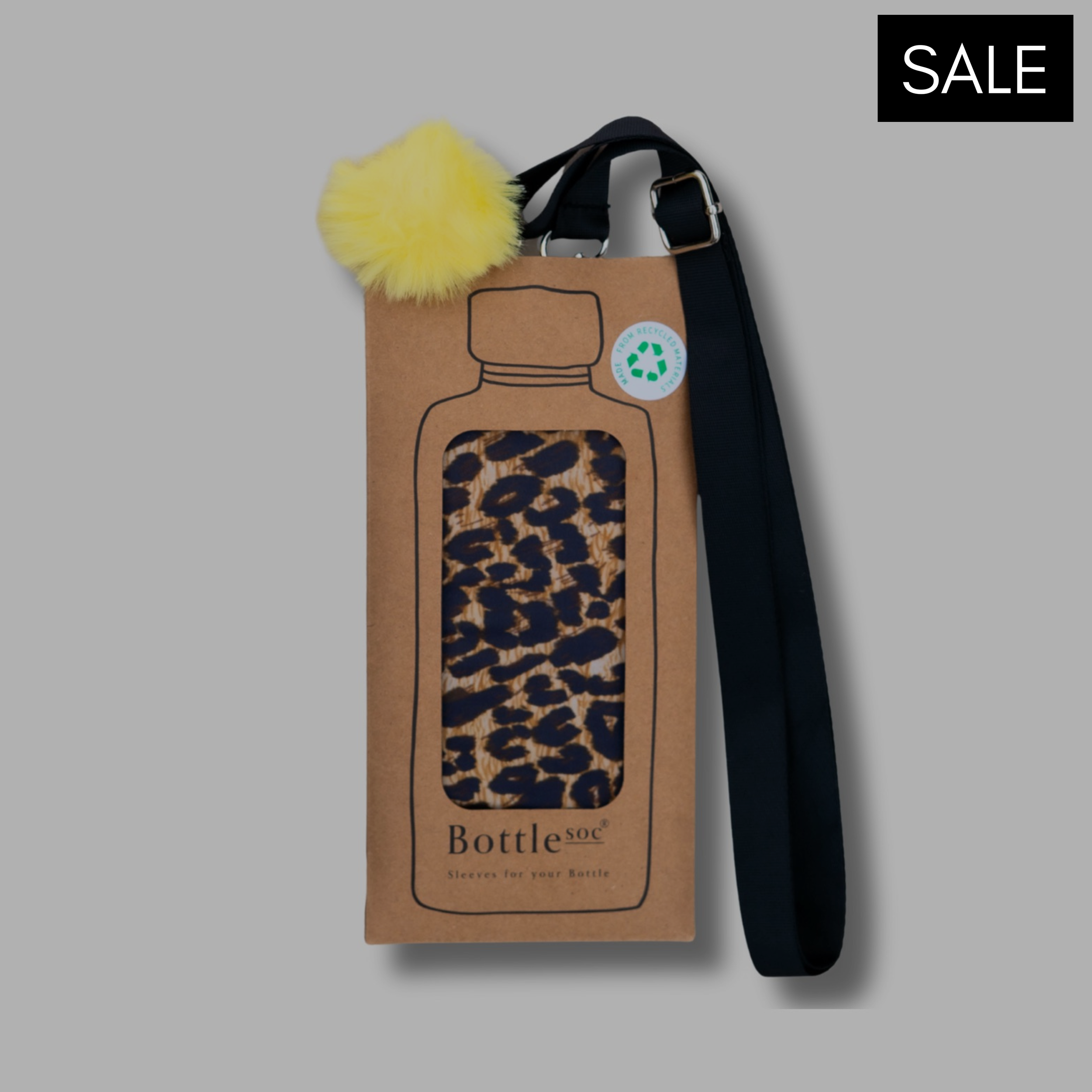 Leopard pattern Bottlesoc water bottle holder with carry sleeve