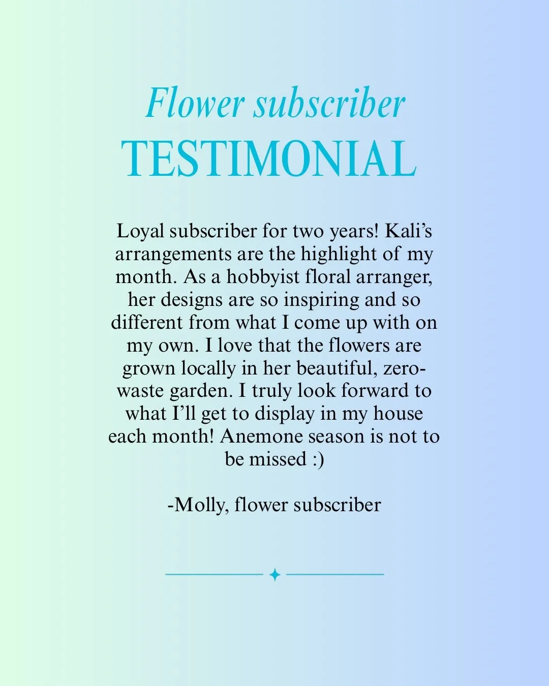 My flower subscriptions should come with a warning label. Once you start, it&rsquo;s hard to stop. 💕

Anemones are coming up in January, followed by ranunculus in February. After that, we&rsquo;ll have lisianthus and dahlias until the end of the sea