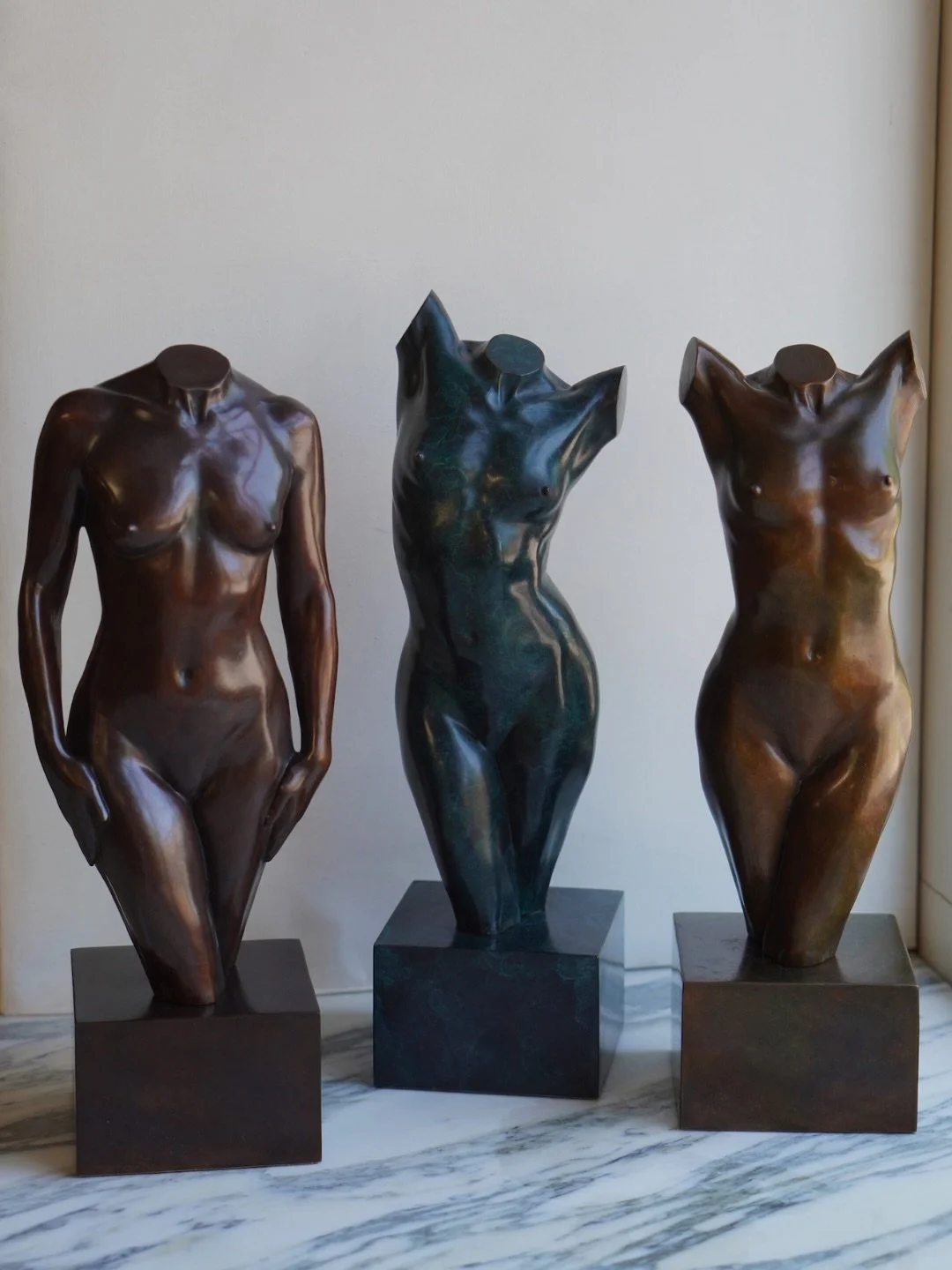A trio of Busts in three unique poses and three of our Bronze finishes ~ Loam, Lichen and Larch, each with a matching Bronze Plinth to create that classic look ✨