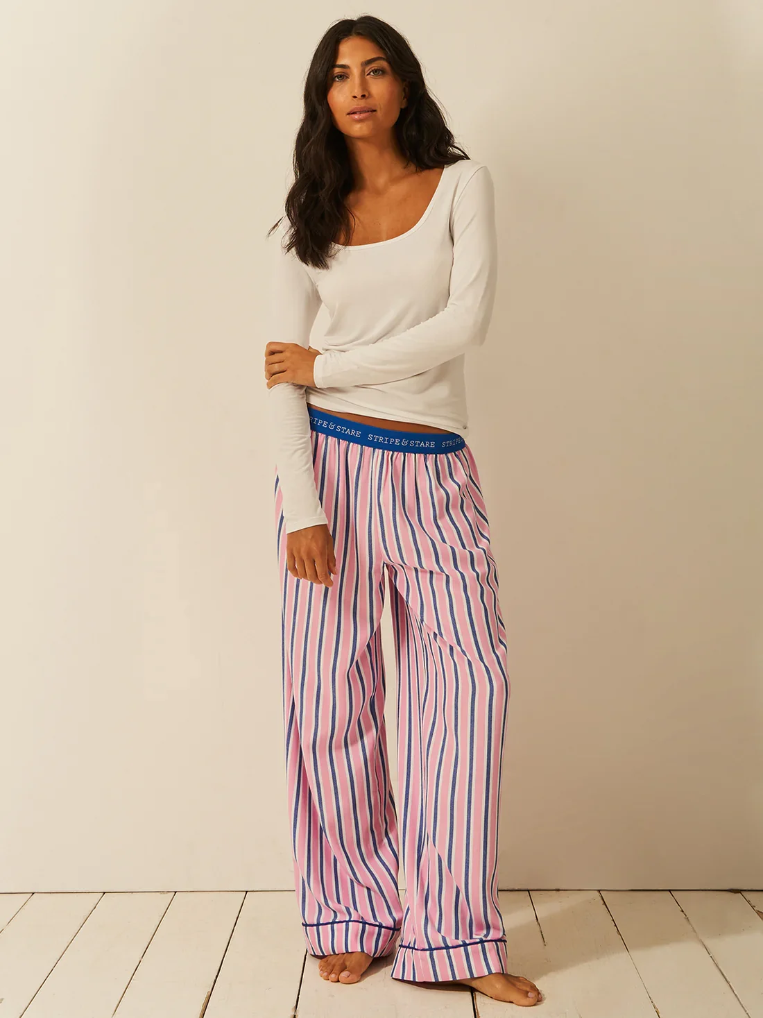  Stripe & Stare Soft Brushed Woven Pyjama Bottoms Lazy Sunday - £65  So soft, so chic, you won't even mind if they spend all day in them