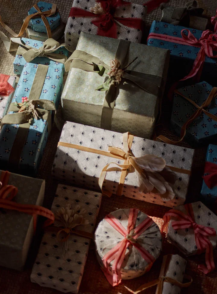  Rowen & Wren Handmade Wrapping Paper - £12   Everything Rowen & Wren do is always so thoughtfully considered and we love their handmade wrapping paper and satin ribbons
