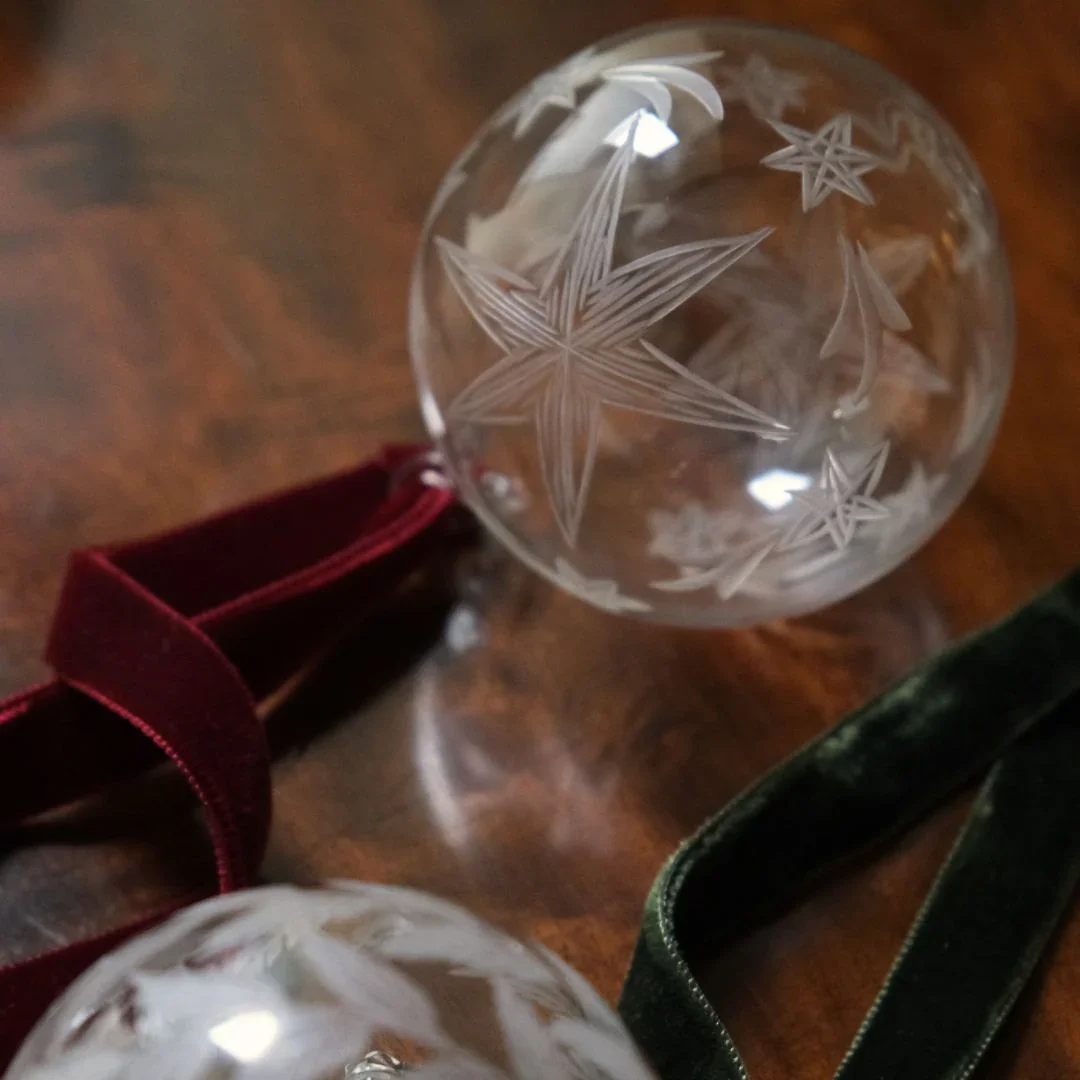  Issy Granger Glass Bauble - £28  
A beautifully hand-etched glass bauble. Hang this one out of reach of little hands.