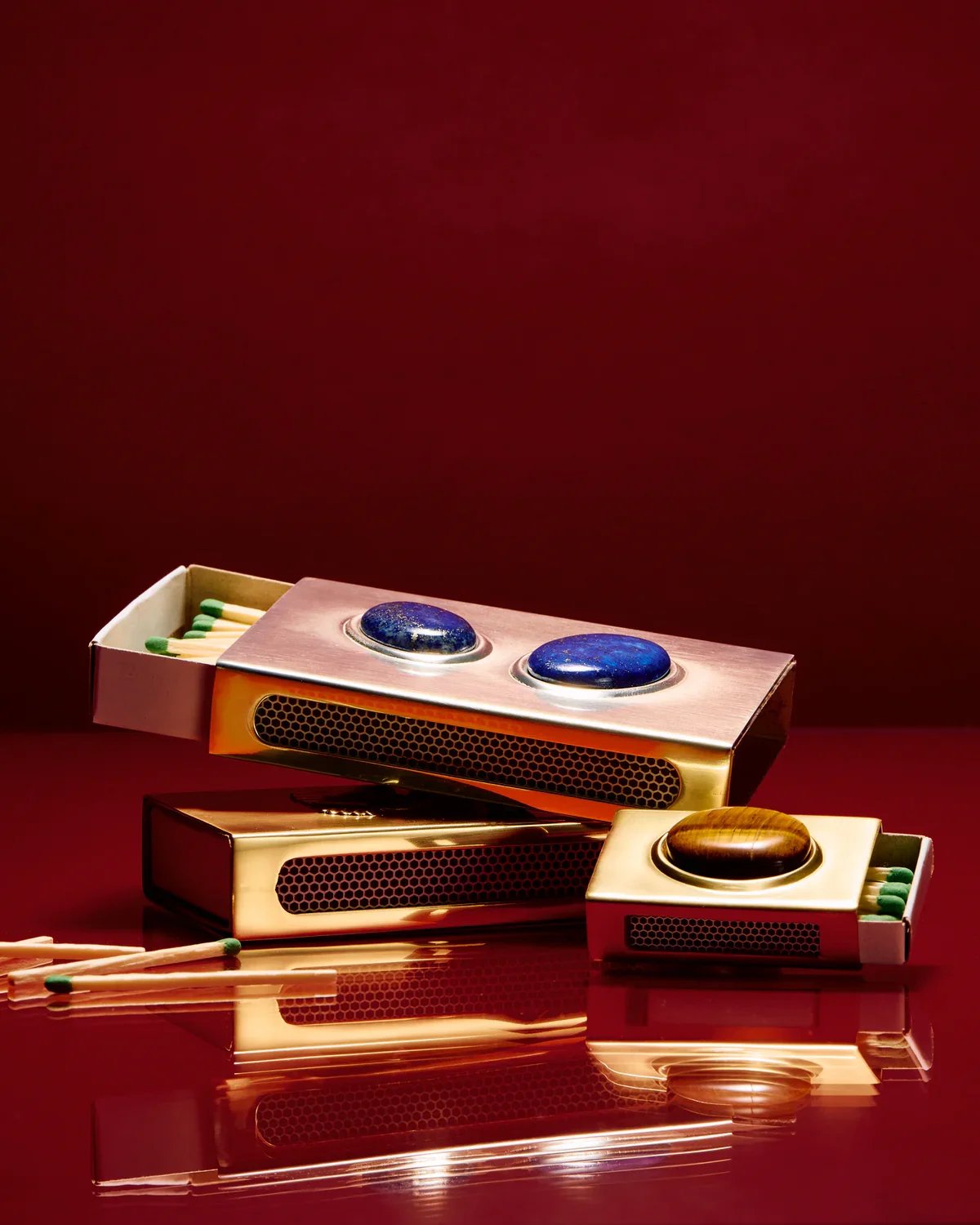  Matilda Goad Lapis Matchbox Sleeve - £80  
We've always loved an MG matchbox sleeve but the new lapis has stolen our hearts, get it engraved with anything you like including kids handwriting (how cute!) at their new Belgravia store