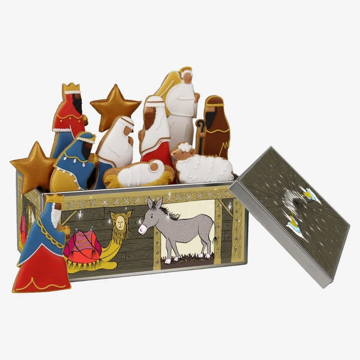  Biscuiteers Nativity Christmas Biscuit Tin - £40  Our neighbours gift my kids Biscuiteers each Christmas and they ration them out and agonise over which to eat first! 
