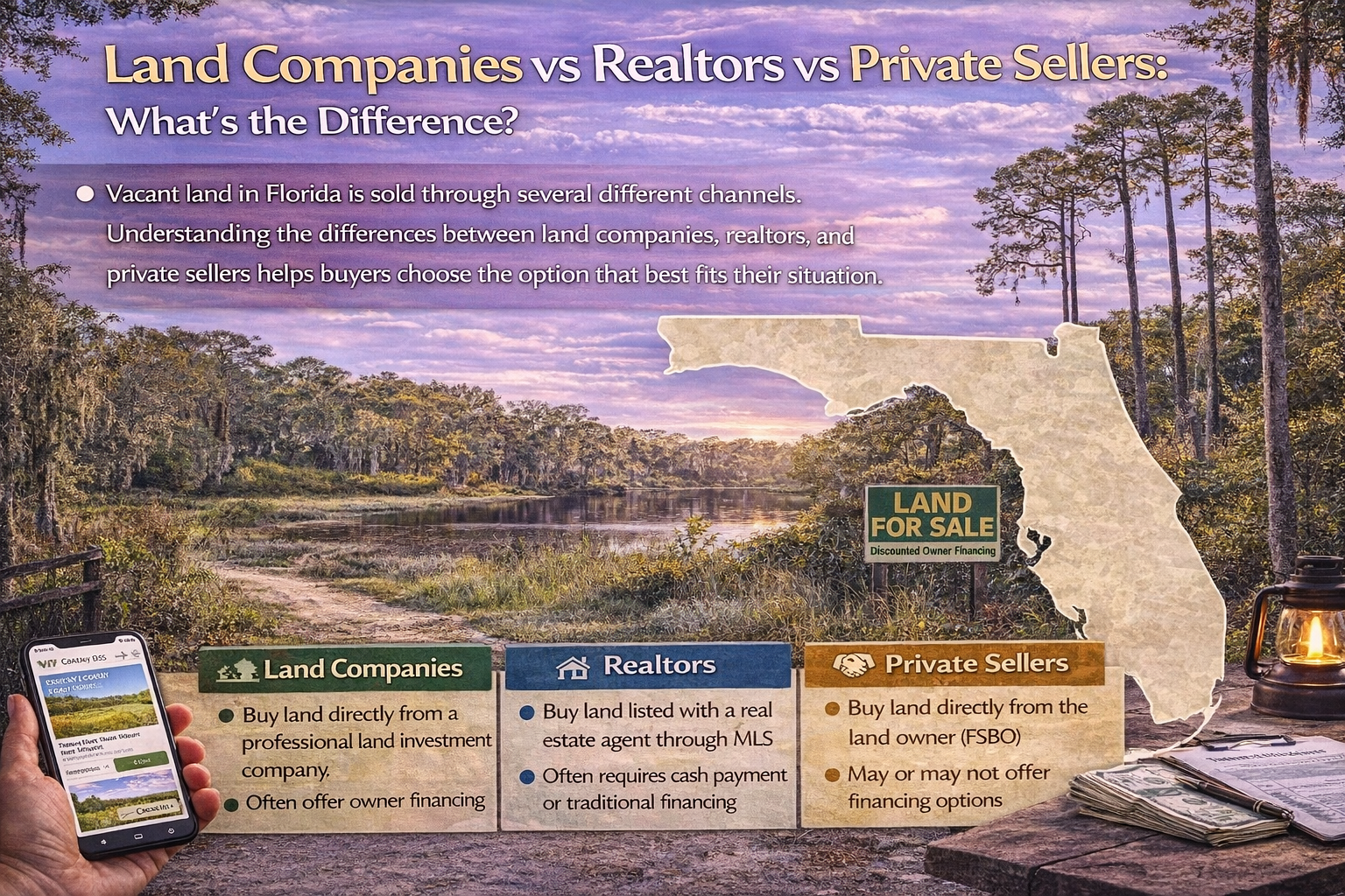 Land Companies vs Realtors vs Private Sellers: What’s the Difference?
