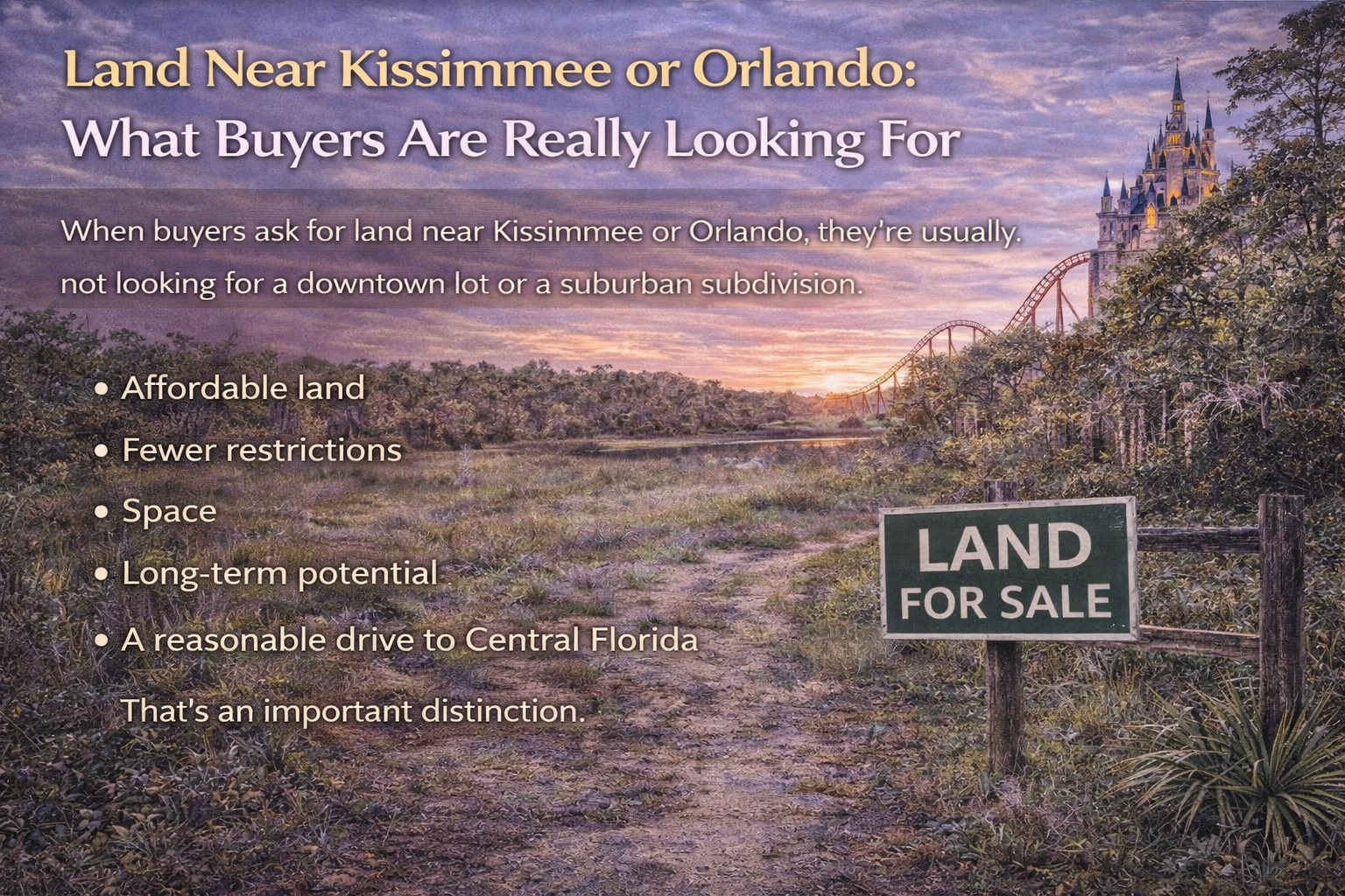 Land Near Kissimmee or Orlando: What Buyers Mean vs What’s Actually Available
