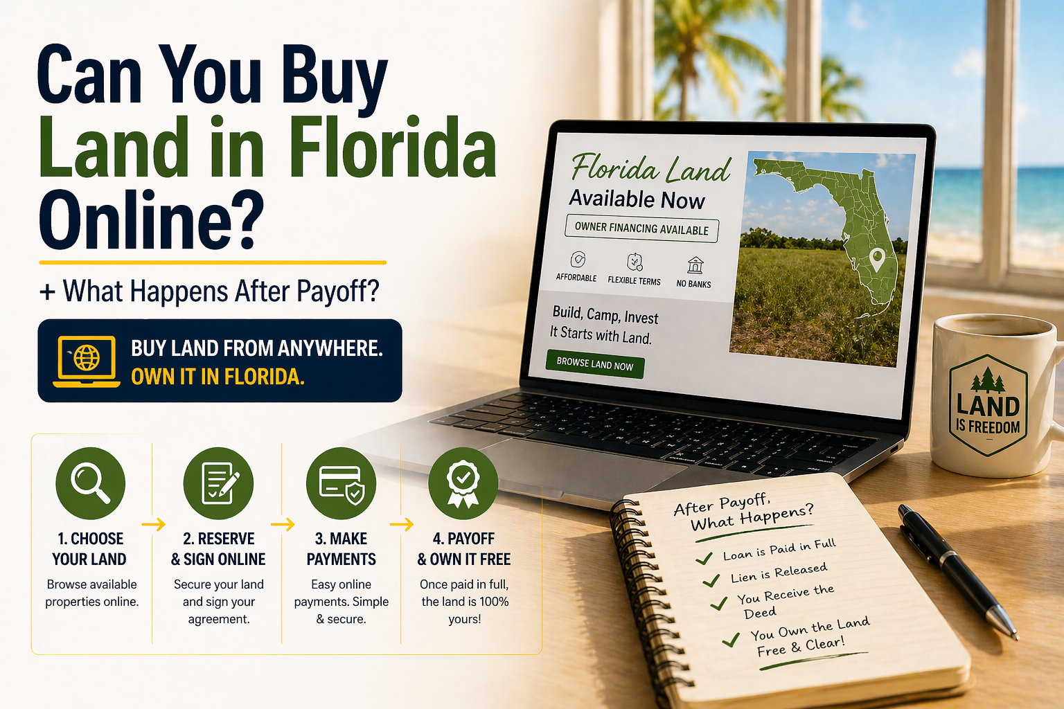 Can you buy land in Florida completely online?