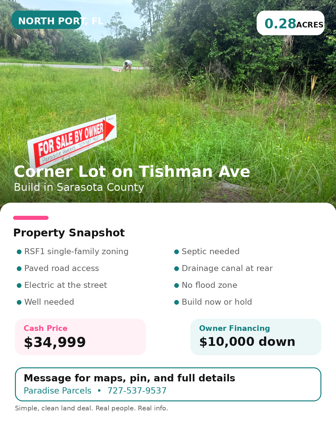 0.28 Acre Corner Lot for Sale in North Port, FL — Tishman Ave