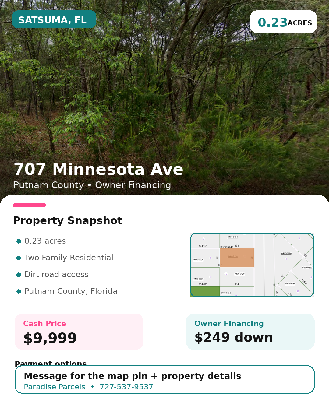 0.23 Acre Land for Sale — 707 Minnesota Ave, Satsuma, FL