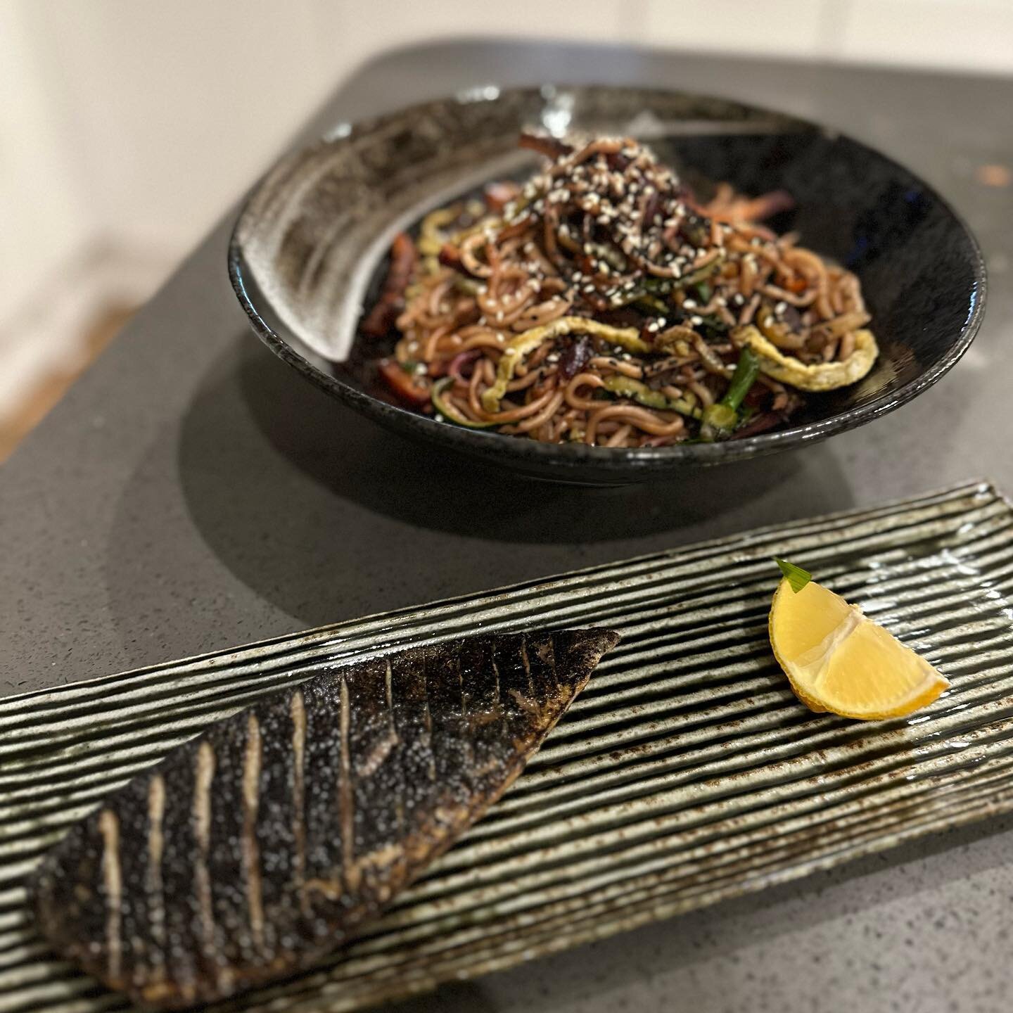 Flamed mackerel and Yakisoba 
&bull;
#veganplusfish #homemade #homecook #homecooking #cookingastorm #foodporn #healthy #healthylifestyle #weewoo #thatwookitchen #weewookitchen