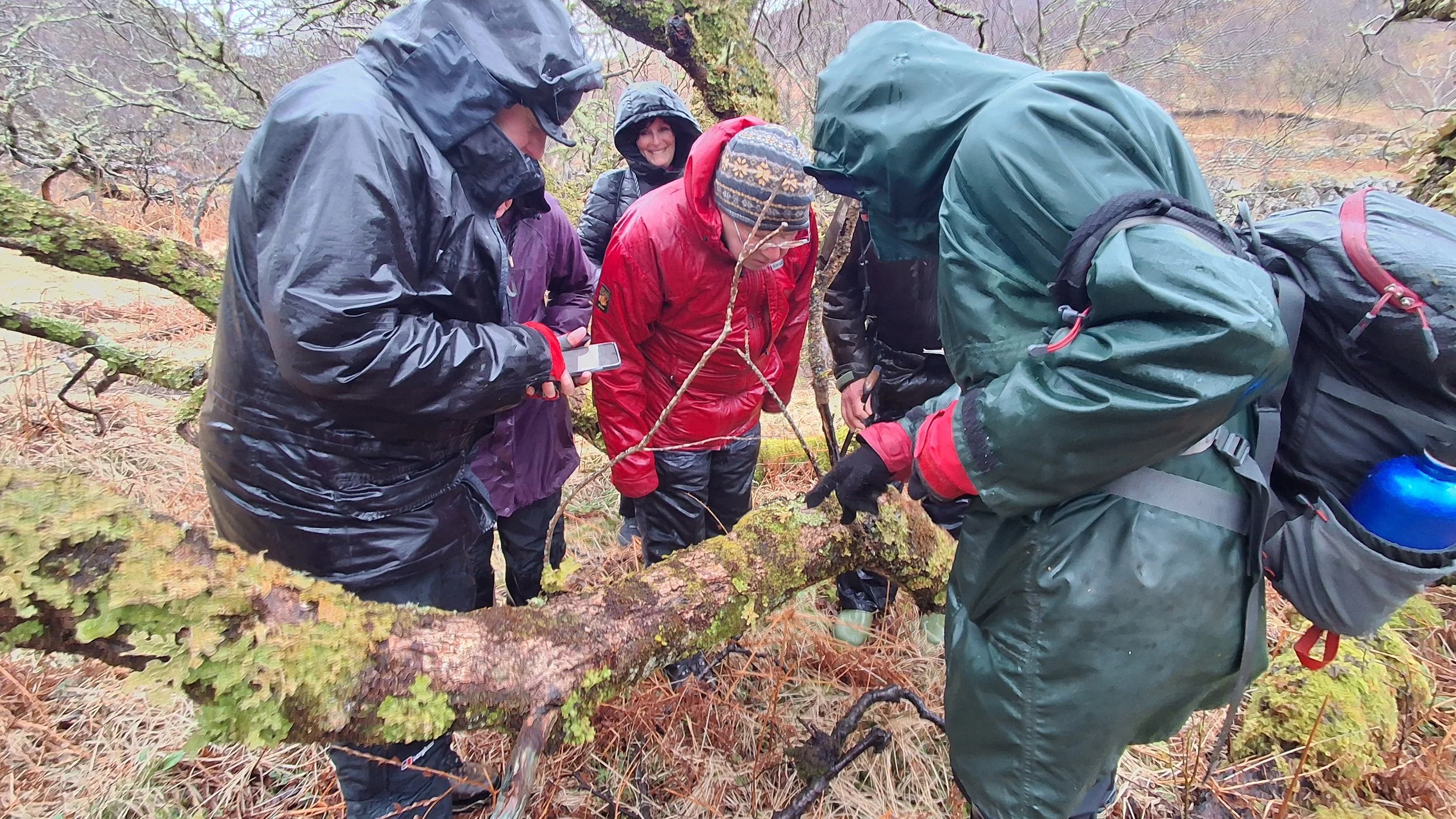 Oliver Moore leads a lichen walk. Credit Woodland Trust Scotland