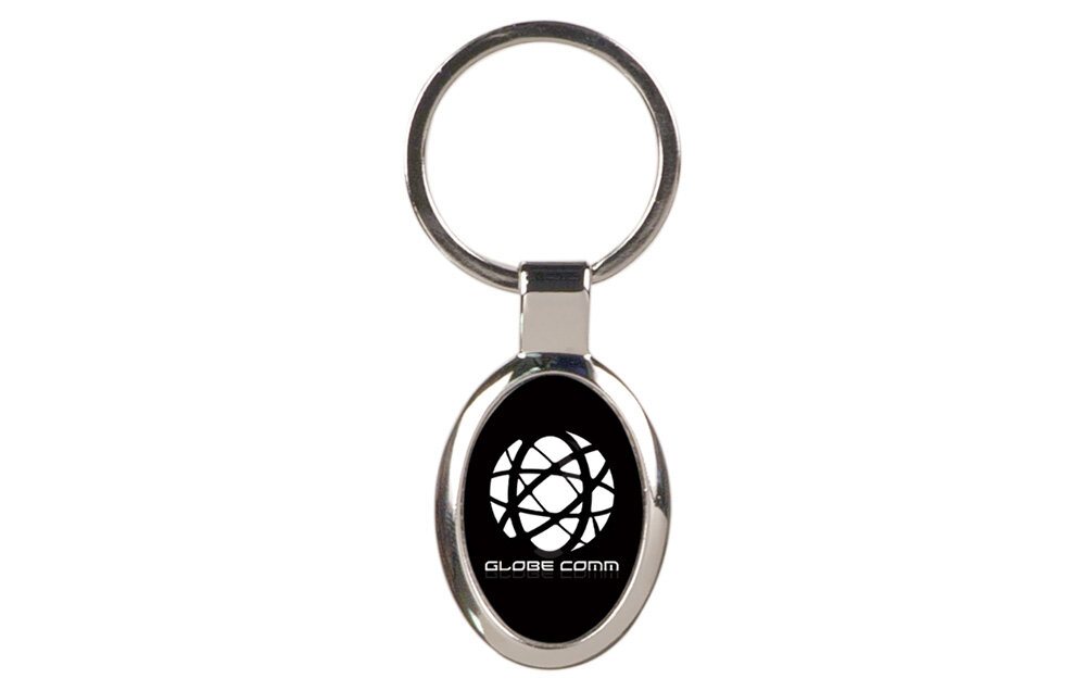 GFT093Black Oval Metal Keychain
1 1/8" x 1 5/8"