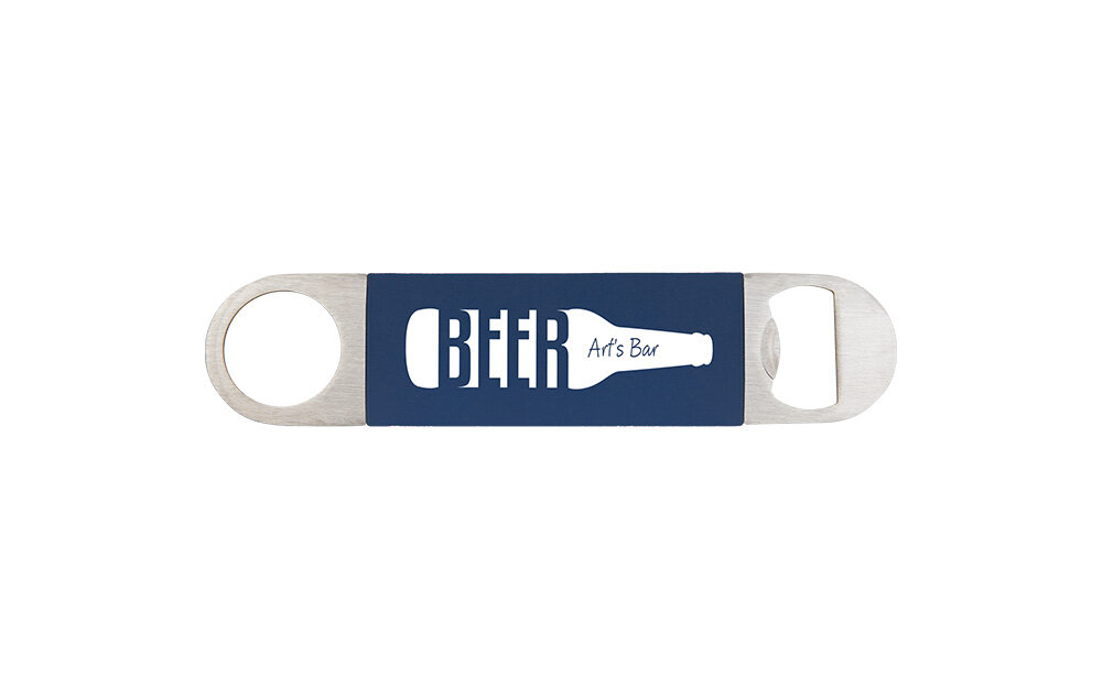 GFT1268 Navy Blue/White Bottle Opener with Silicone Sleeve
1 1/2" x 7"