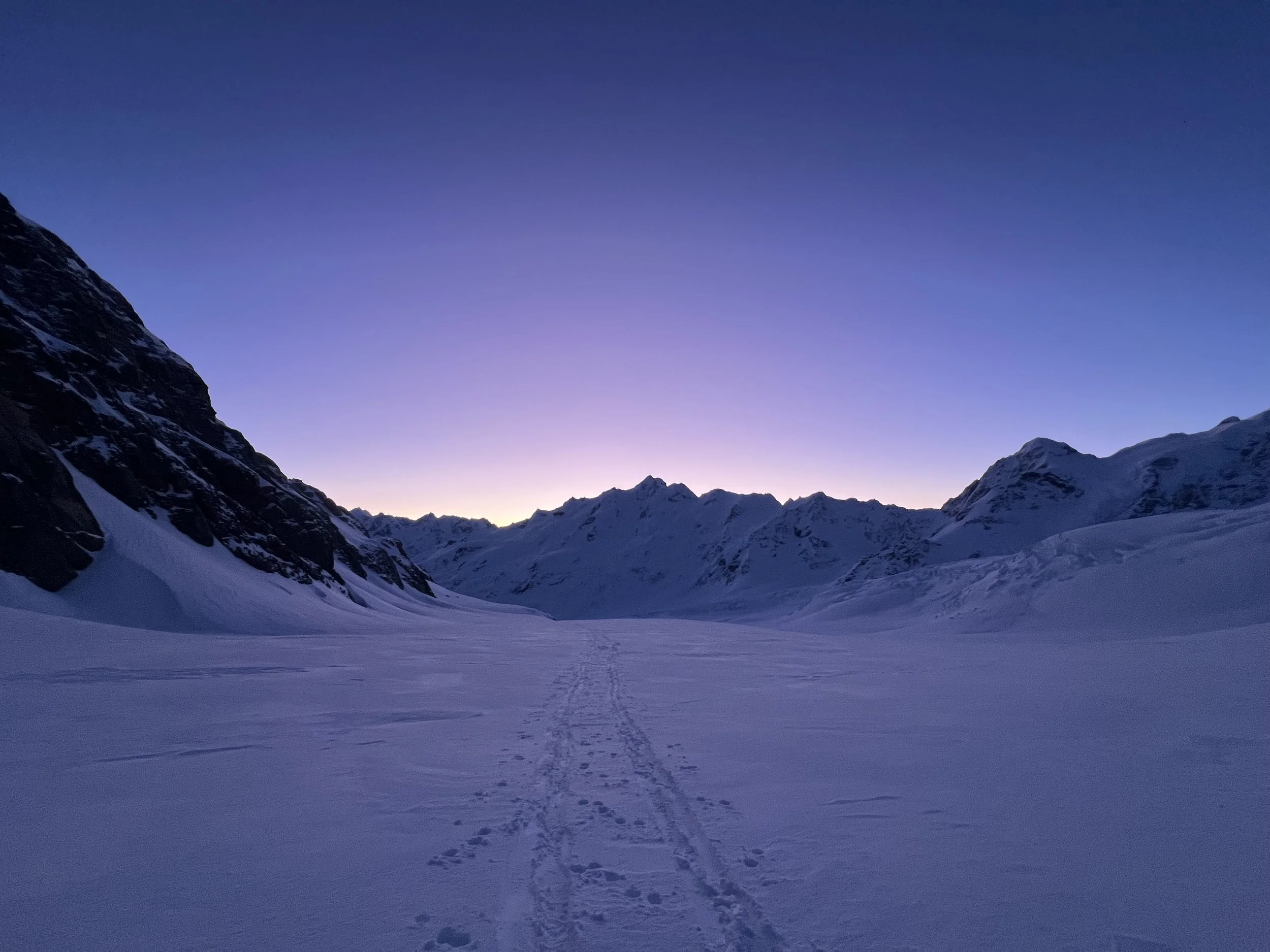 Evening sunset ski