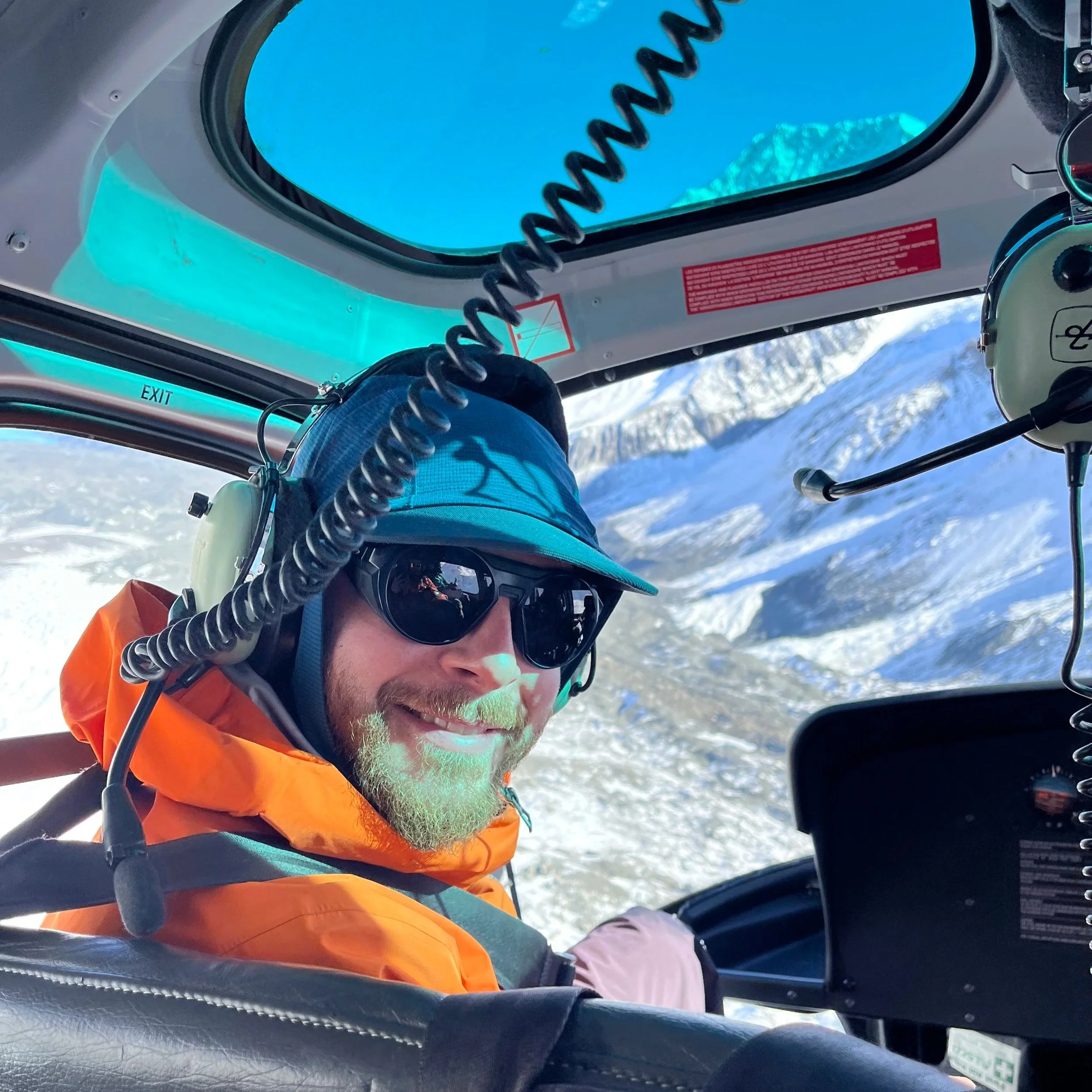 Riding shotgun in the heli