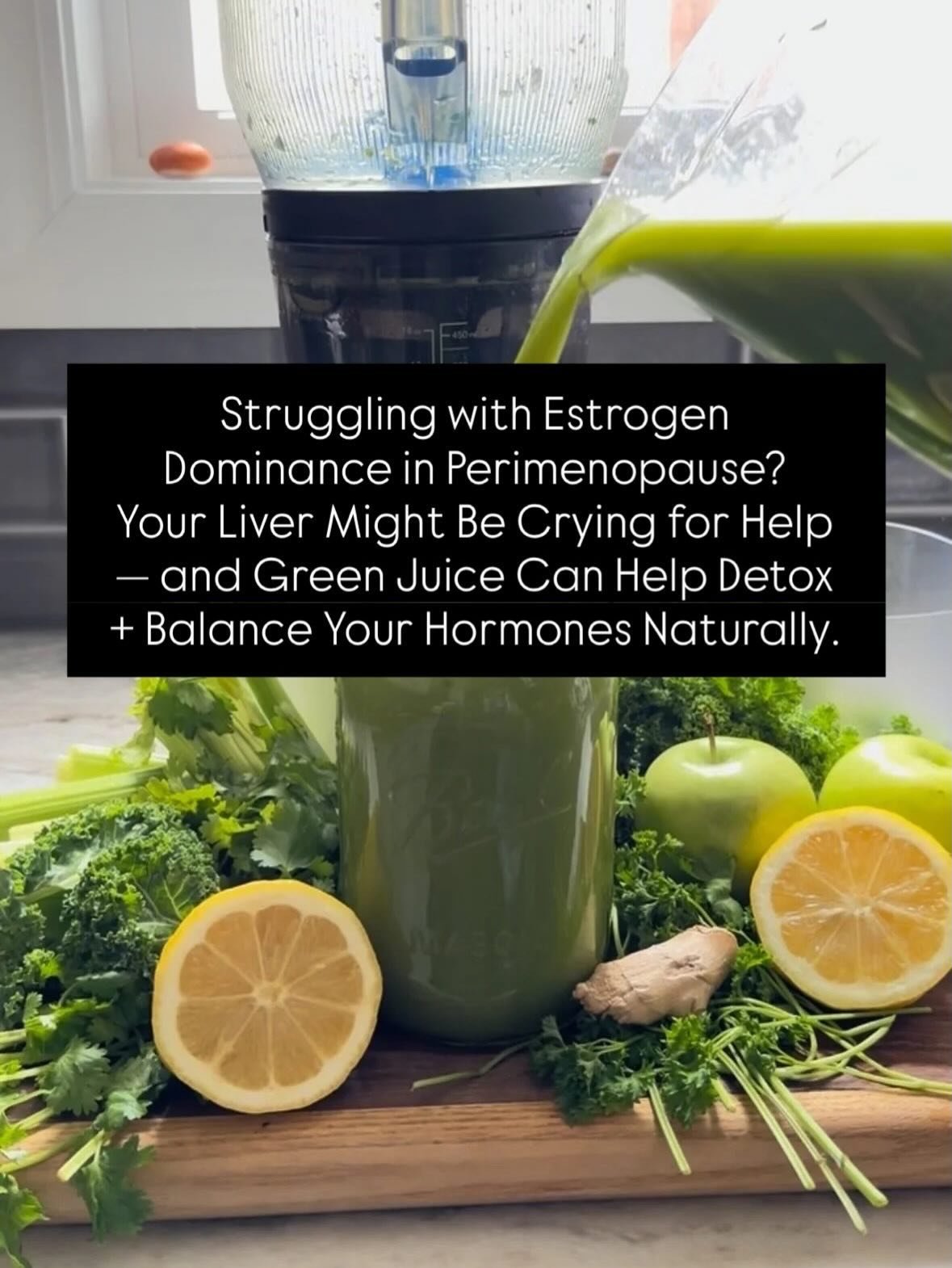 ↗️ Share + save this juicing recipe for estrogen dominance in perimenopause. I&rsquo;m juicing in my favorite Nama J2. Save $60 with EVIE10 at checkout. 

🫩 Are you feeling bloated, moody, or unlike yourself lately? It could be estrogen dominance - 