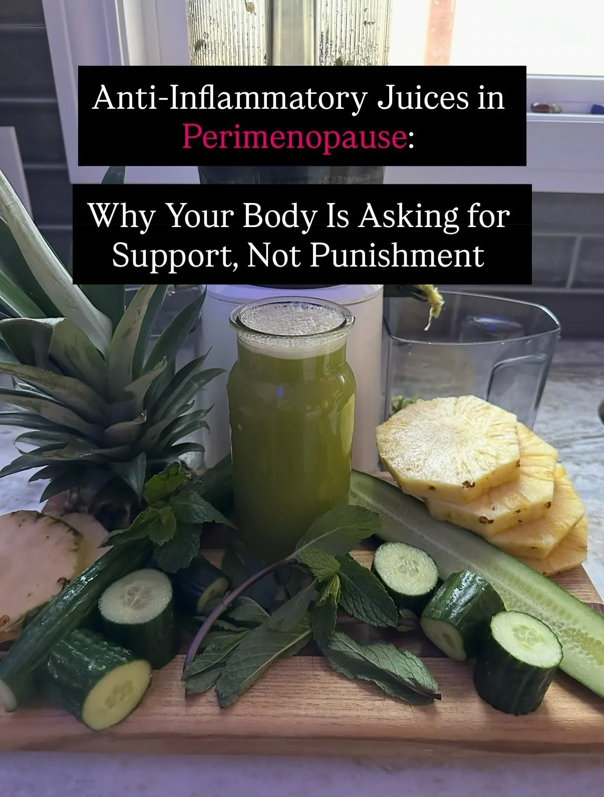 ⚠️ Perimenopause inflammation starts in the gut, liver, and hormones. Anti-inflammatory juicing helps your body reset, hydrate, and heal. Save and share this this anti inflammatory juicing recipe for perimenopause.