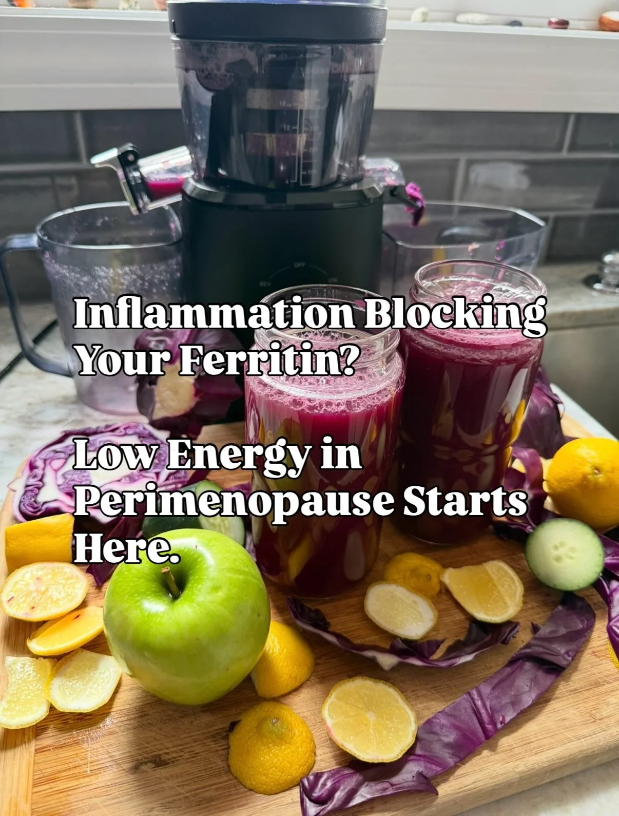 💜 Inflammation lowering ferritin? 

💜 This vitamin C&ndash;rich juice helps boost iron absorption, restore energy, and support hormones in perimenopause. 

💜 Grab my ebook (link in bio), save $60 on the Nama J2 with EVIE10, and follow for more.