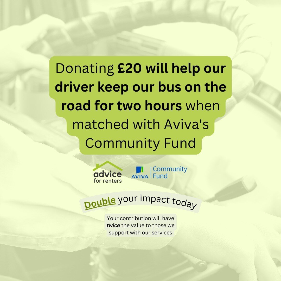 Last chance to donate to our fundraiser for our Mobile Advice Centre! All donations will be matched by Aviva, so you can feel great knowing that your impact is doubled and will go a long way with our bus to help reach those in need! 🙌 🚌 Link is in 