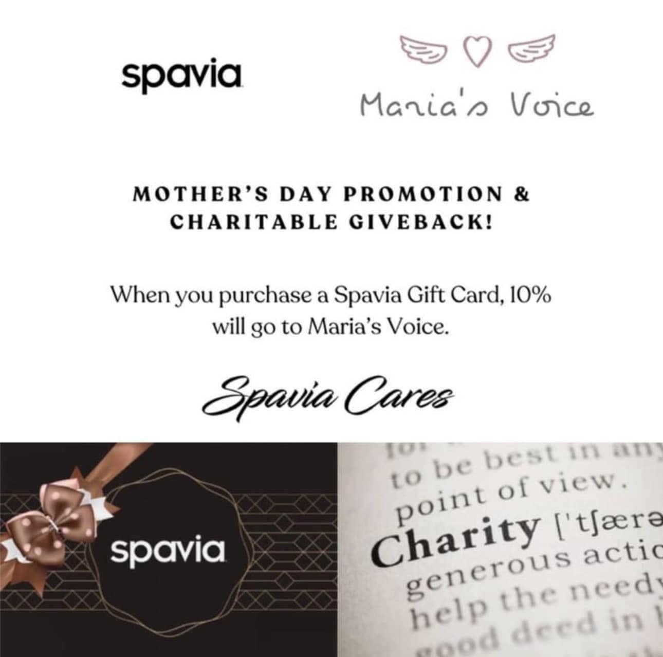Happy Friendship Friday! 
Thank you Spavia Day Spa - Apple Valley for being a GREAT friend by caring for others. It is the last day you can purchase a gift card from Spavia Day Spa and support Maria&rsquo;s Voice at the same time! Get your last minut