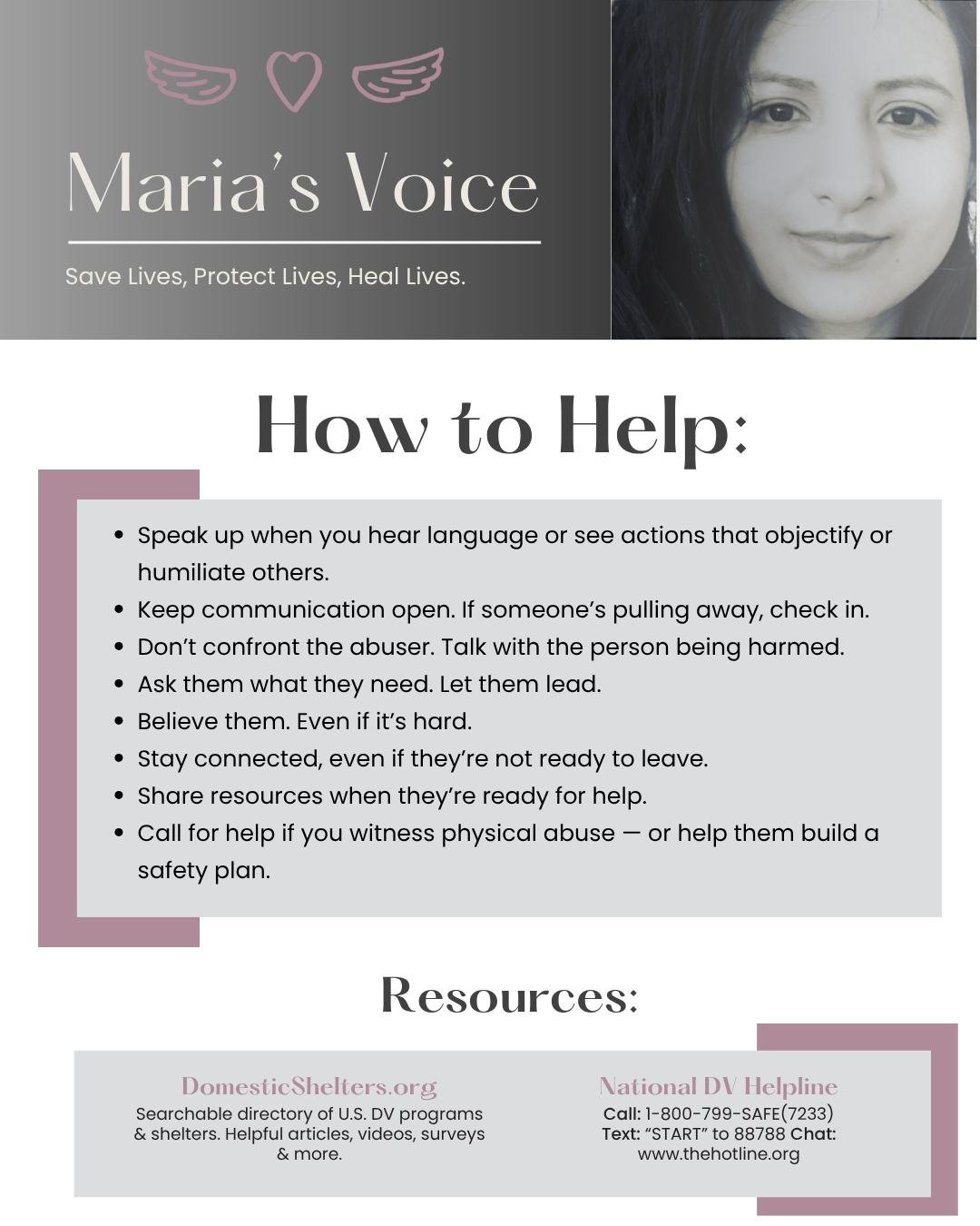 π 5 Years of Prevention. One Simple Way to Help: SHARE.
π¨ Domestic violence is preventable — but only if we talk about it.
For five years, Maria’s Voice has been doing just that.
We educate before the emergency — helping people