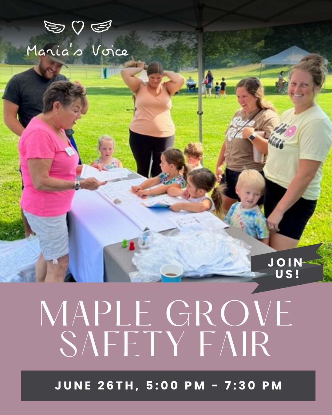๐ Come say hi at the Maple Grove Safety Fair next Thursday!
Join Maria’s Voice on June 26th from 5:00–7:30 PM for a fun and family-friendly evening at Fire Station 2. We’ll be sharing resources, connecting with the community, and