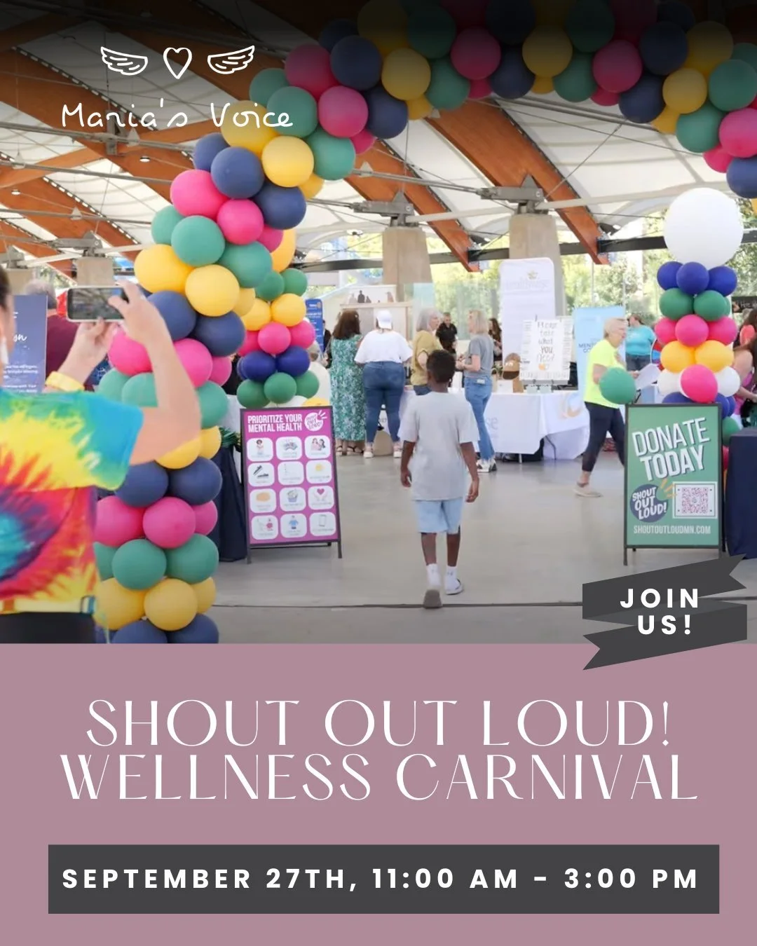 We’re excited to share that Maria’s Voice will be at the Shout Out Loud Wellness Carnival! โจ
๐
Saturday, September 27
โฐ 11:00 AM – 3:00 PM
๐ St. Louis Park Rec Center ROC
Stop by our booth to learn more about domestic violence p
