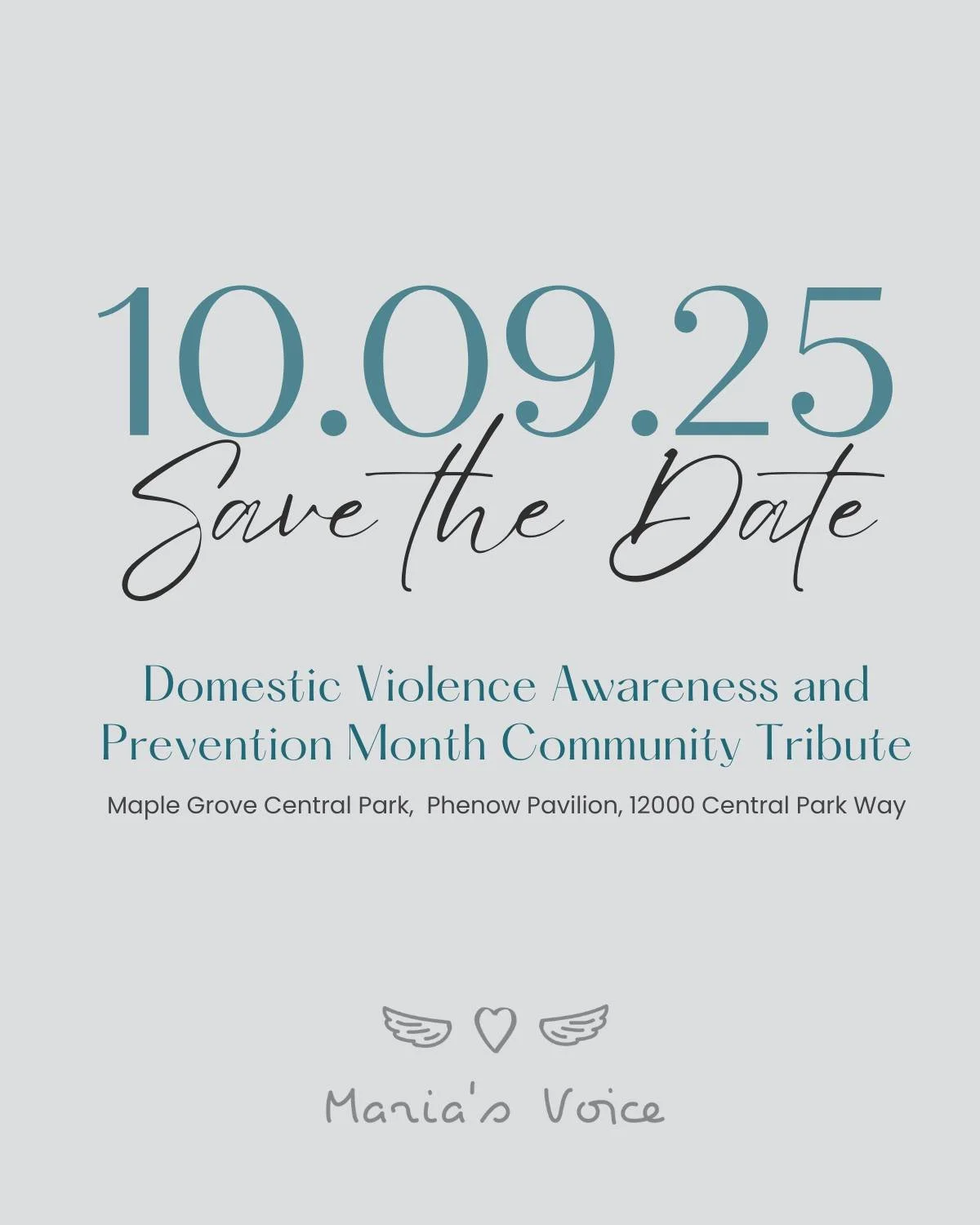 Join us for the 6th Annual Community Tribute during Domestic Violence Awareness &amp; Prevention Month.

📅 Thursday, October 9
⏰ 5:00 PM &ndash; Memory Lane | 6:00 PM &ndash; Program
📍 Phenow Pavilion, Maple Grove Central Park

✨ What to Expect:
💜
