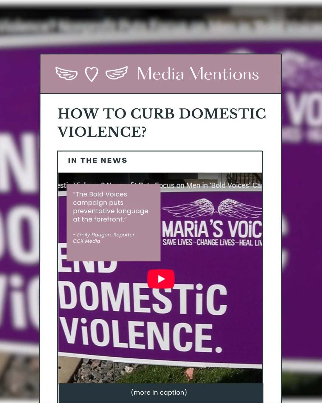 π₯ Big news! We’re honored to be featured by CCX Media in a piece that digs into our latest campaign, “Bold Voices,” which empowers men to step up and speak out against domestic violence.
In the video, you’ll hear real talk