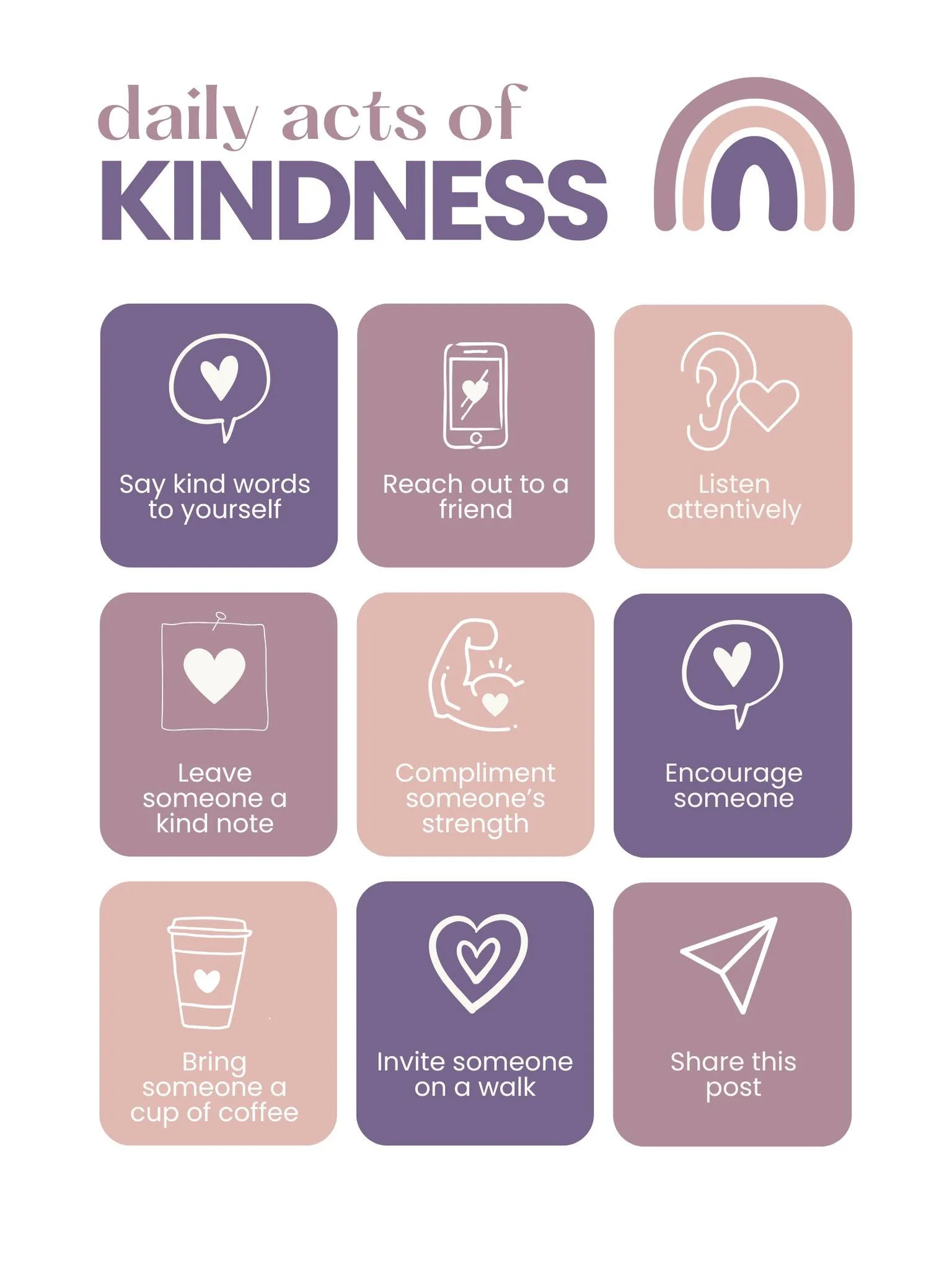 Kindness opens doors. 💜

It&rsquo;s in the small things&mdash;the gentle words, the thoughtful check-ins, the quiet moments of care&mdash;that we remind others they are seen, valued, and never alone.

A kind word can calm a heavy heart.
An invitatio