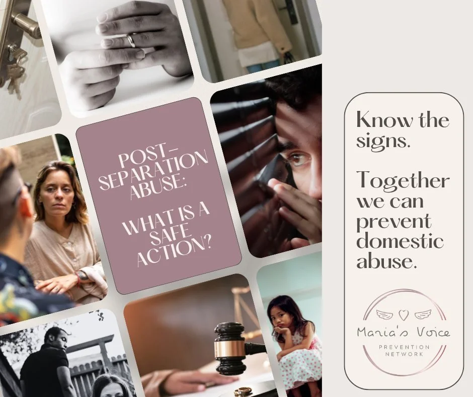 DOMESTIC VIOLENCE
PREVENTION TIPS ~ KNOW THE SIGNS
brought to you by MariasVoice.org

⚠️ Take 1 minute. Most people don&rsquo;t learn the common signs of domestic abuse until it&rsquo;s too late. You could save a life! 

POST-SEPARATION ABUSE

👍🏿Wh