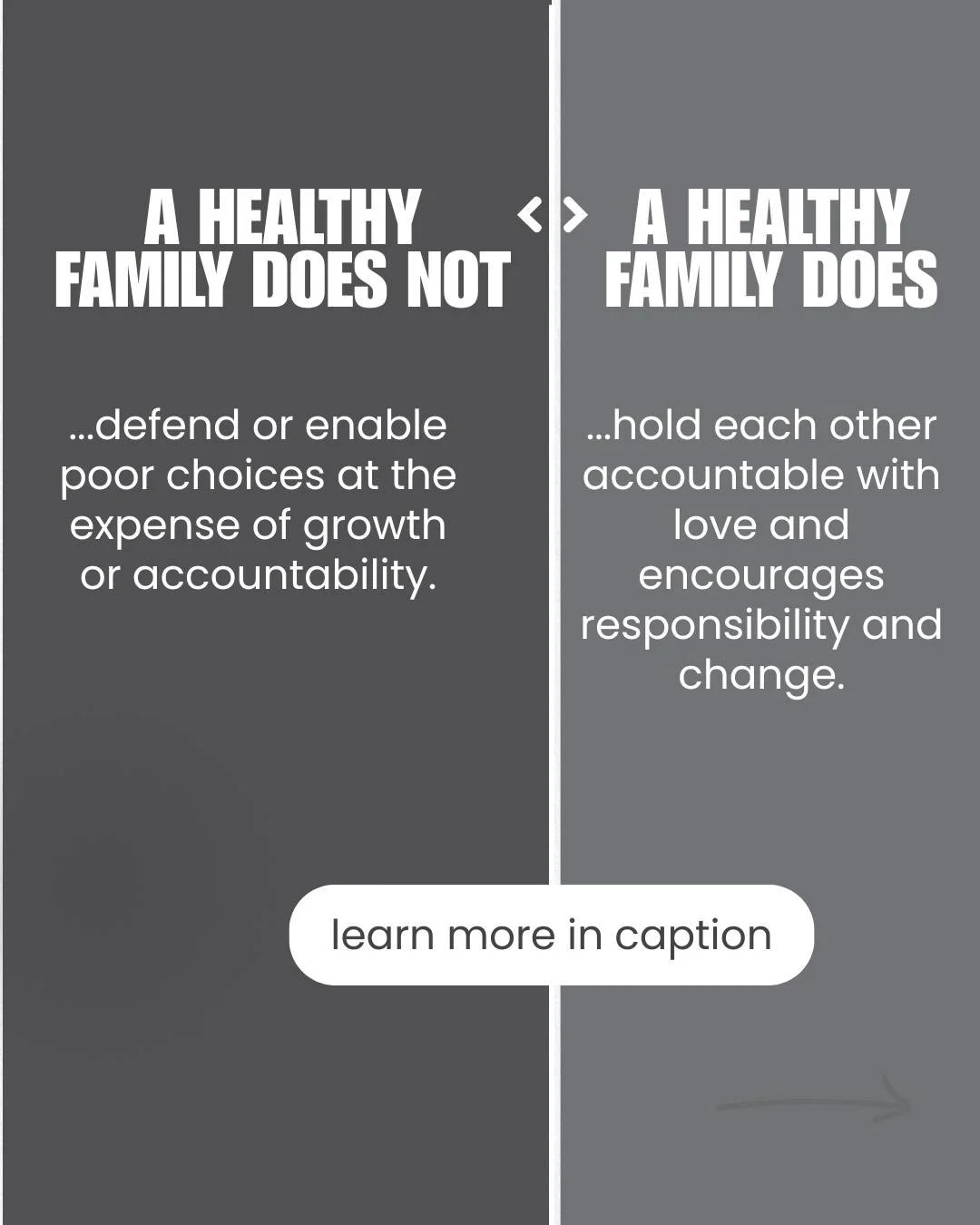 Love doesn&rsquo;t mean looking the other way.
It doesn&rsquo;t mean covering for someone, excusing their behavior, or blaming others to avoid the truth.

Healthy families don&rsquo;t defend poor choices just to keep the peace or protect someone's im