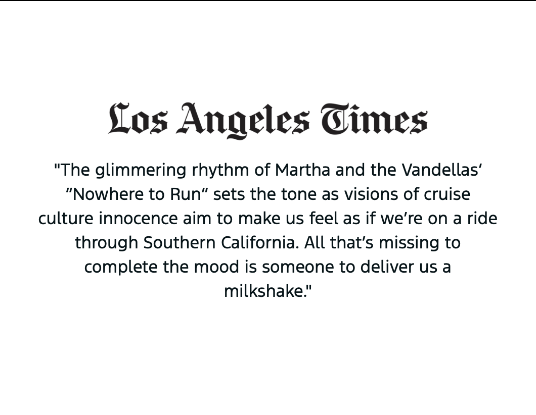 Quote from the Los Angeles Times about the song 'Nowhere to Run' by Martha and the Vandellas, describing its nostalgic and mood-setting qualities.