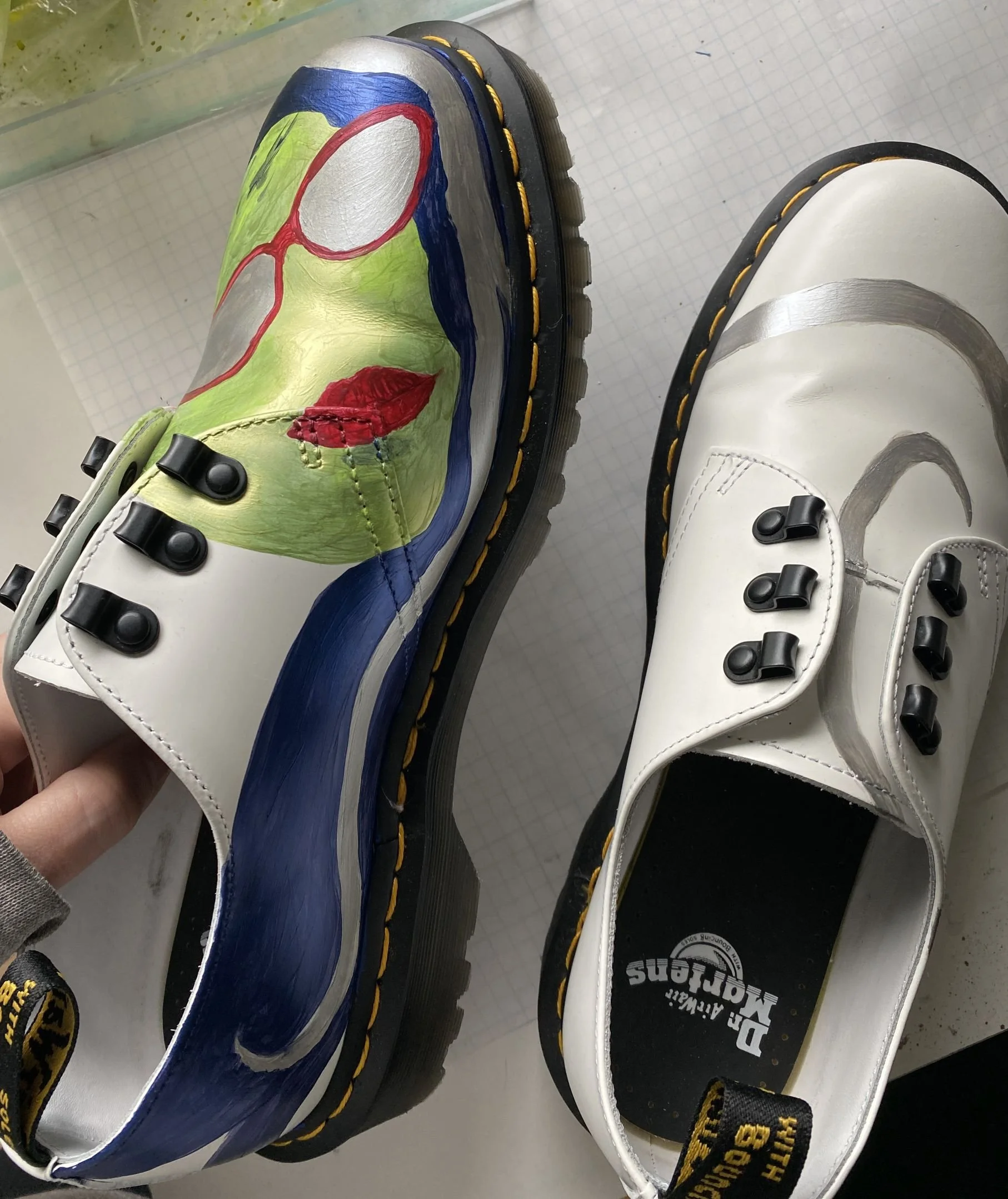 Portrait Shoes process images of Dr. Martens transformation by Ninette D