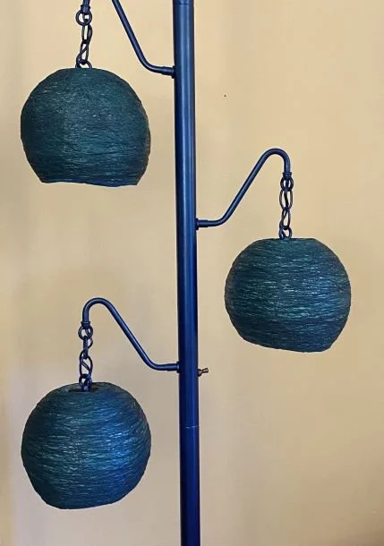 Blue Triptych lamp shades by Ninette D