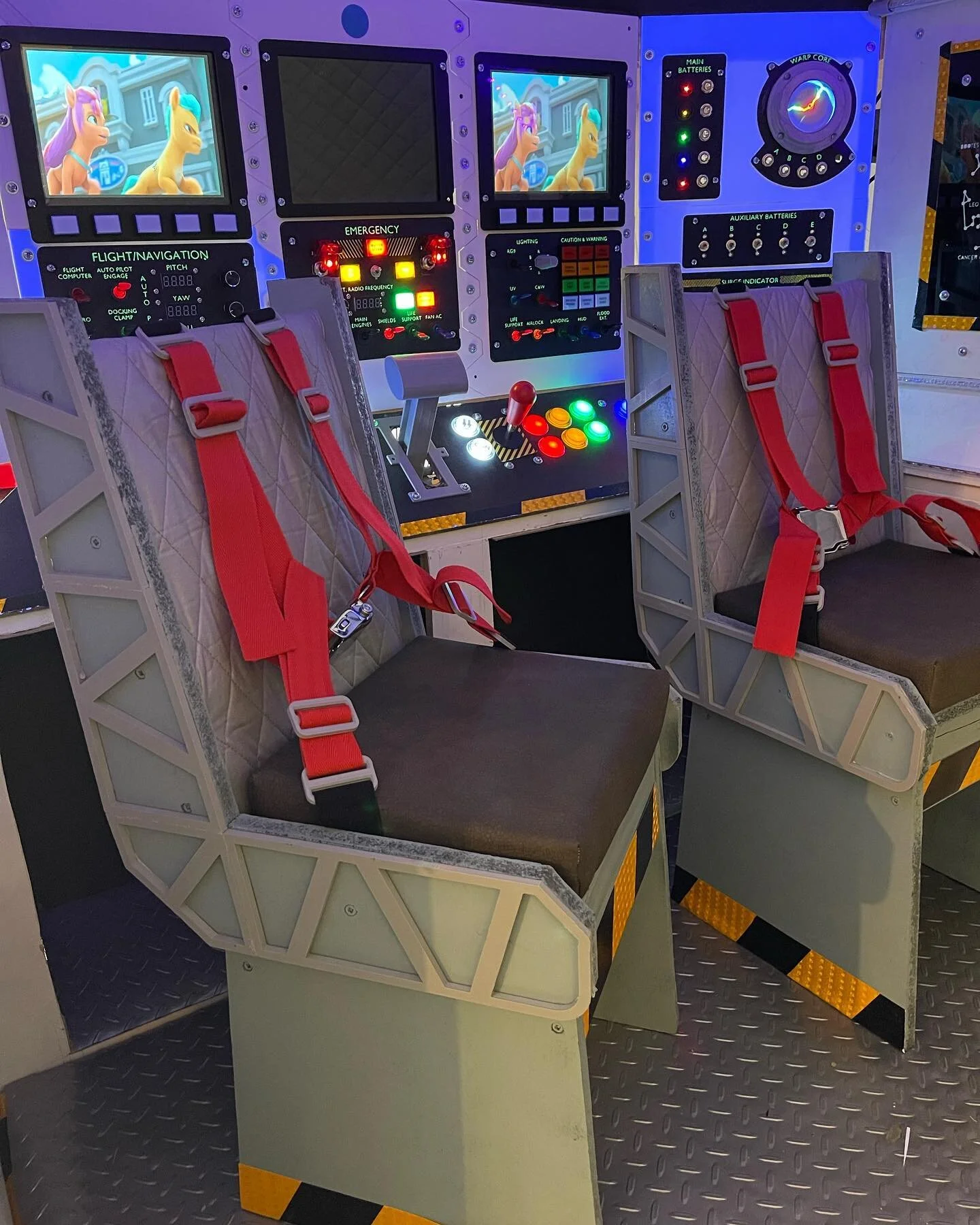 Watching My Little Pony in your own personal spaceship is even better when you add custom flight seats!

#diy #spaceship #nasa #amateurcarpentry #kidsplayhouse #idontknowwhatimdoing