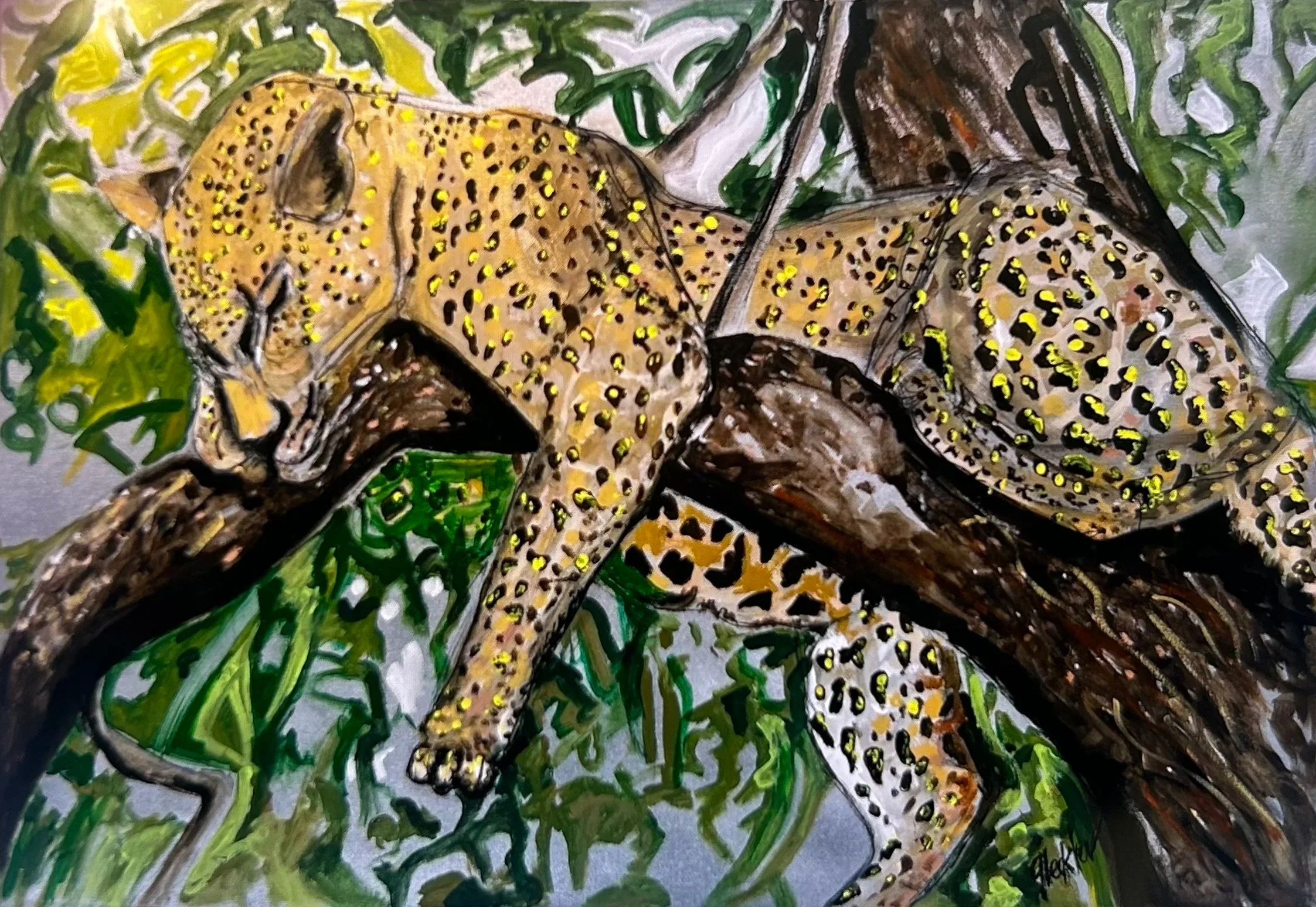 Snoozing Leopard - Gayle - acrylic