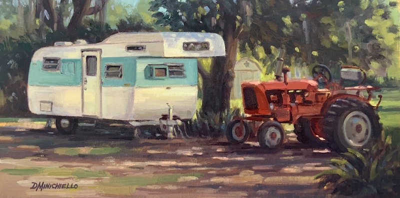 Vintage Trailer and Tractor on Tubb Street