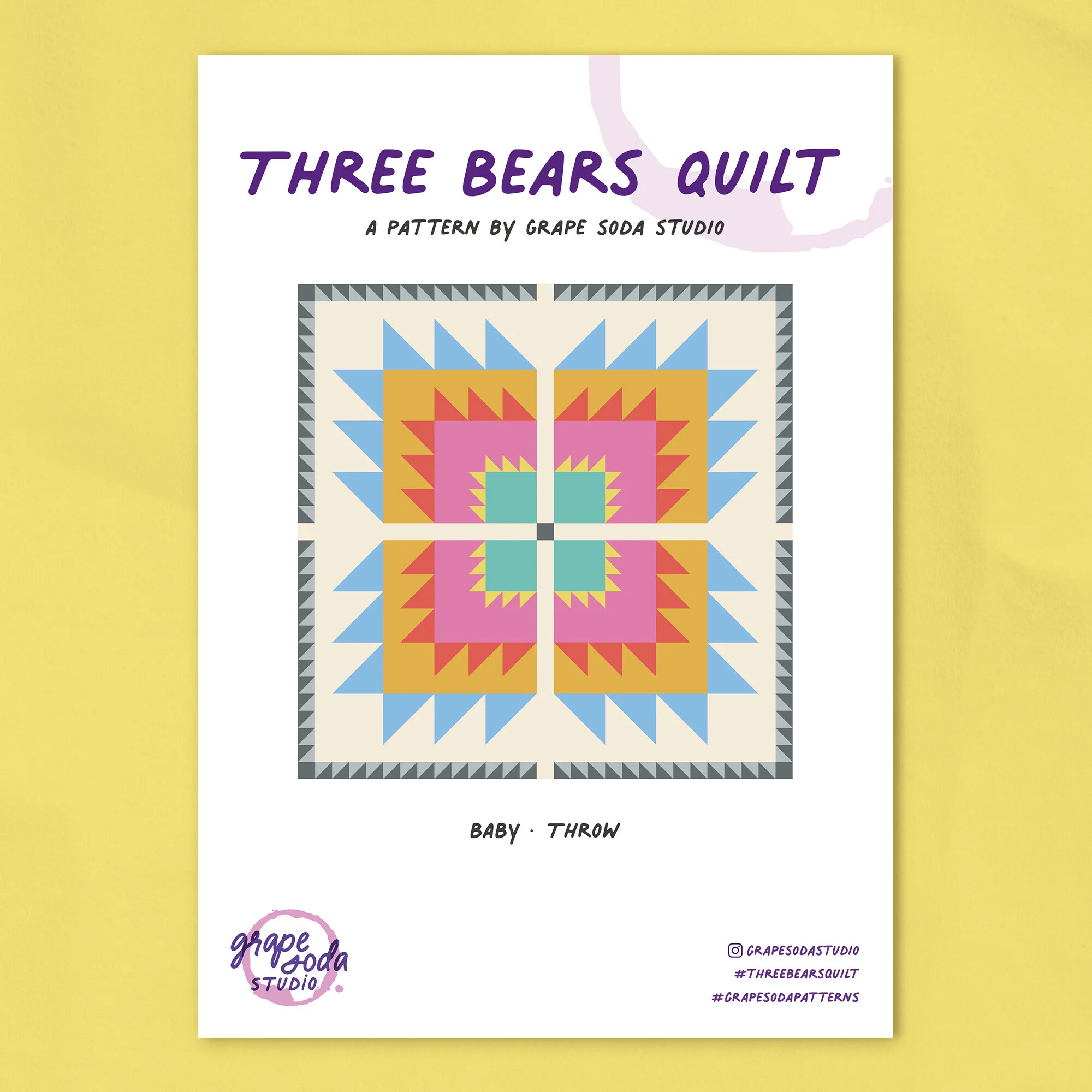 Three Bears Quilt Pattern PDF — Grape Soda Studio