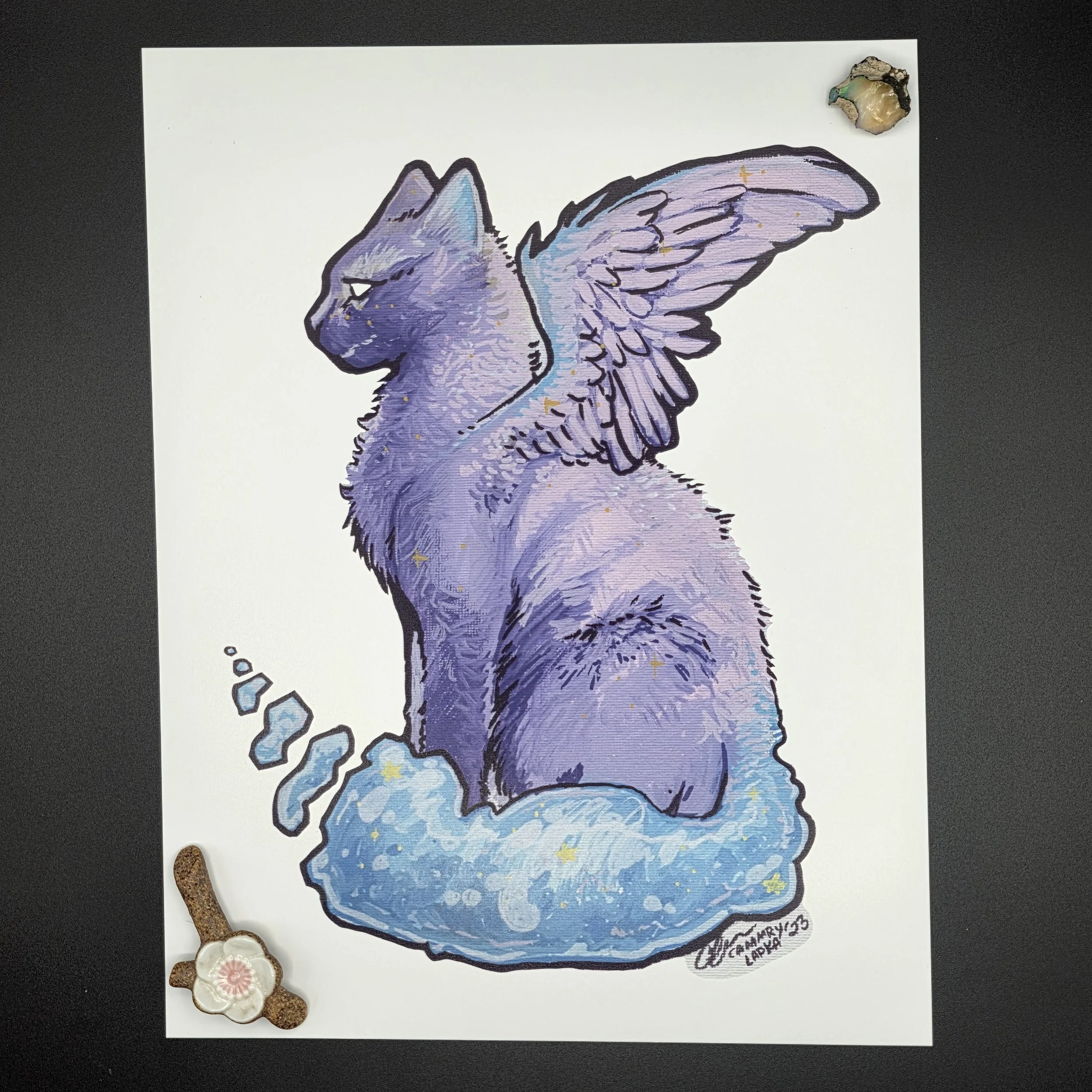 Purple Angel Cat Print
