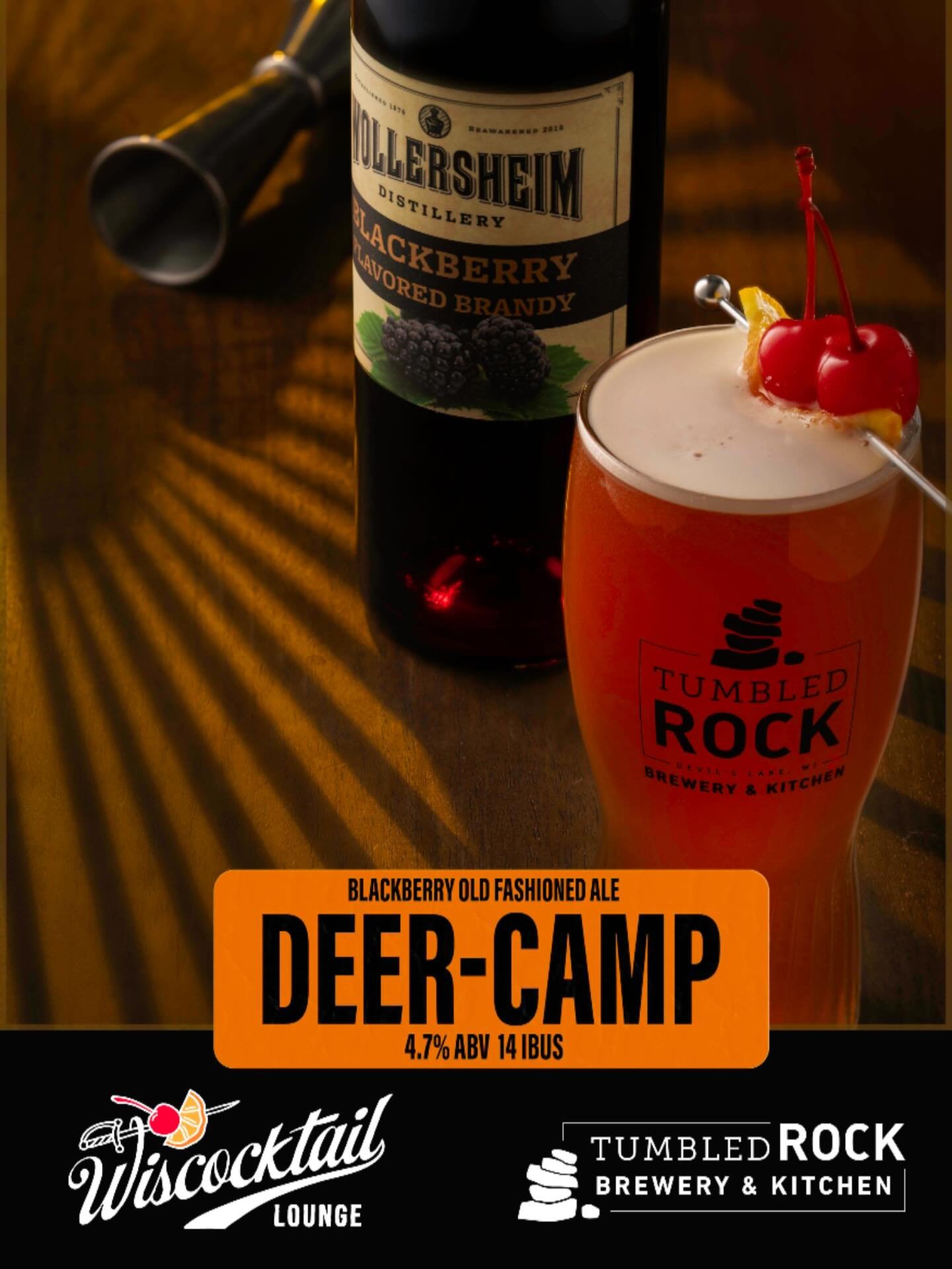 Deer Camp: Old Fashioned Ale drops TONIGHT in Baraboo.

We teamed up with Tumbled Rock Brewery to create a beer inspired by Wisconsin&rsquo;s most iconic drink &mdash; the Brandy Old Fashioned.

Built with Wisconsin malt and hops, real cherry pur&eac